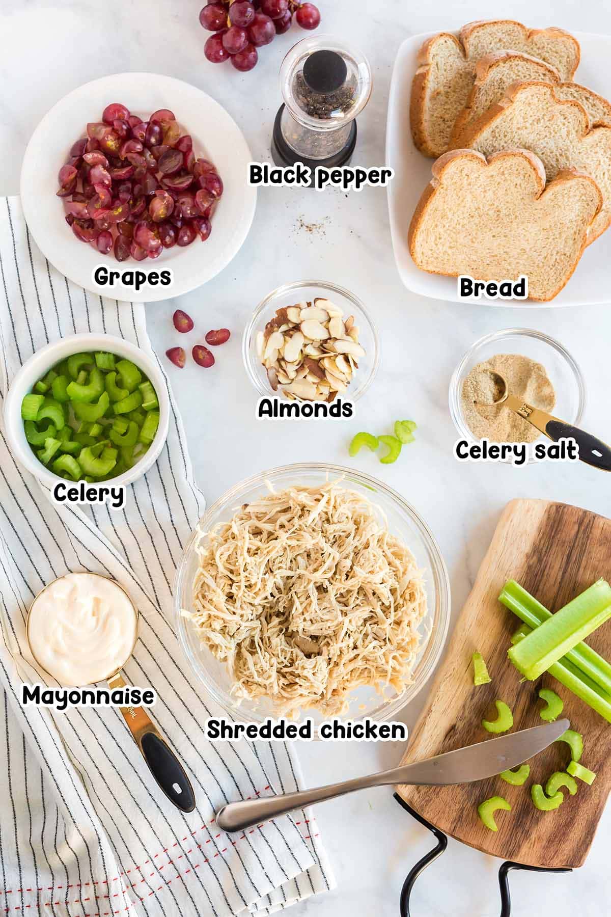 Chicken Salad Sandwich ingredients.