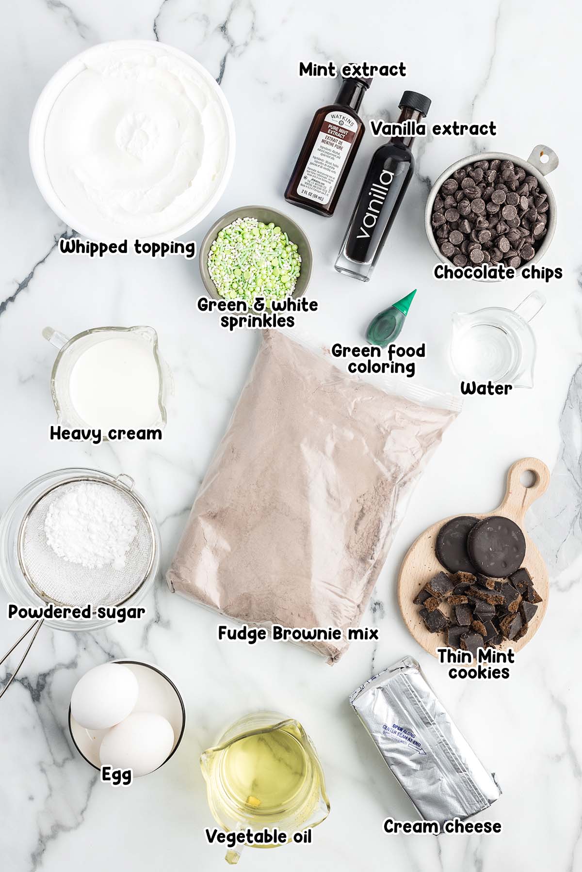 Thin Mint Cheesecake ingredients.