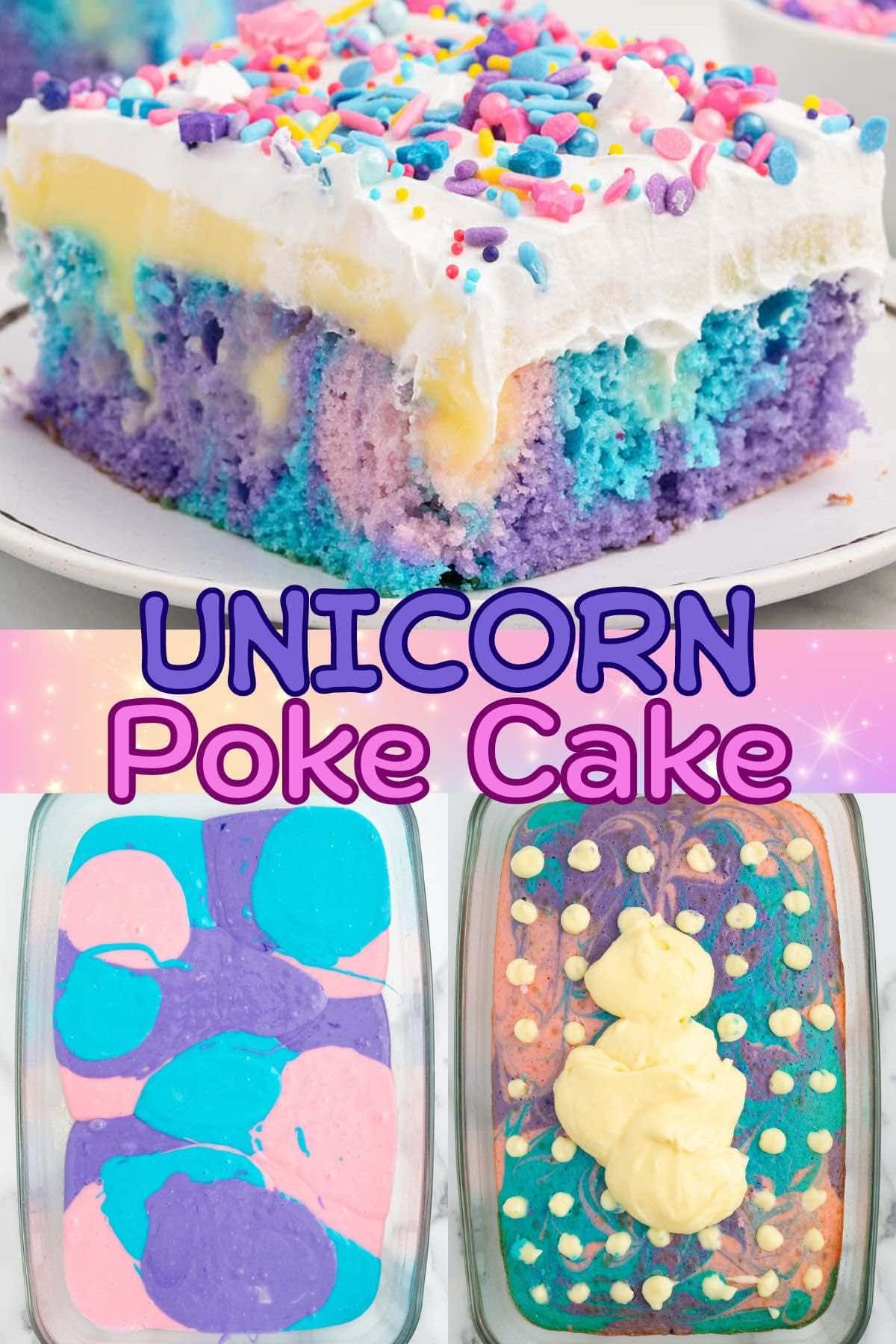 unicorn poke cake pins.