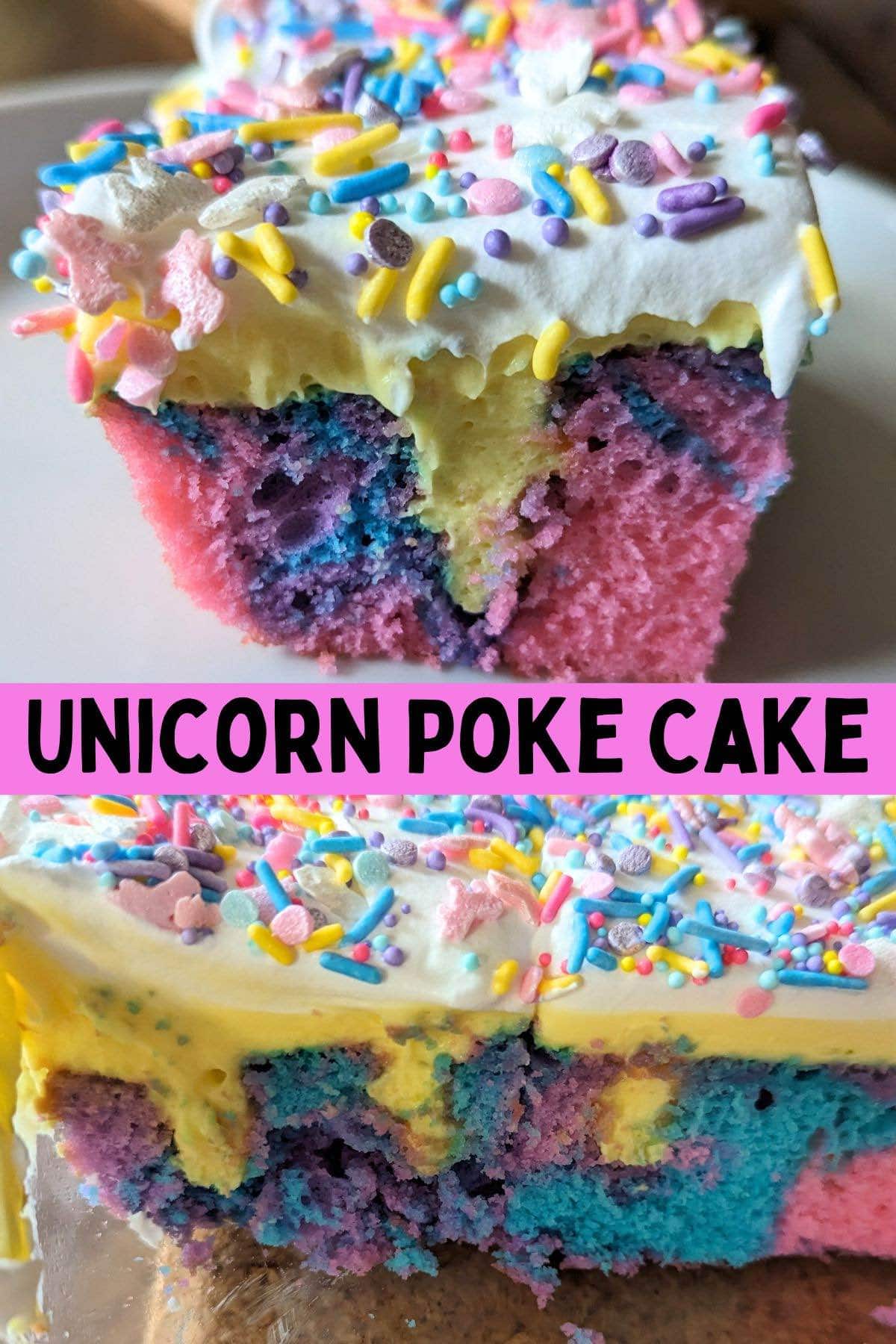 unicorn poke cake pins.