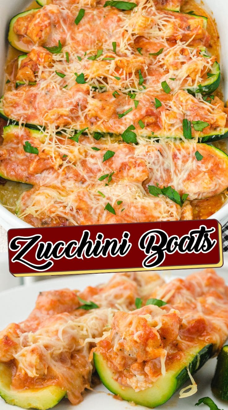 2 pieces of Zucchini Boats served on a white plate