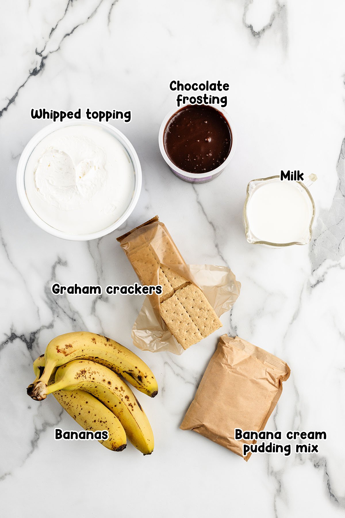 Banana Eclair Cake ingredients.