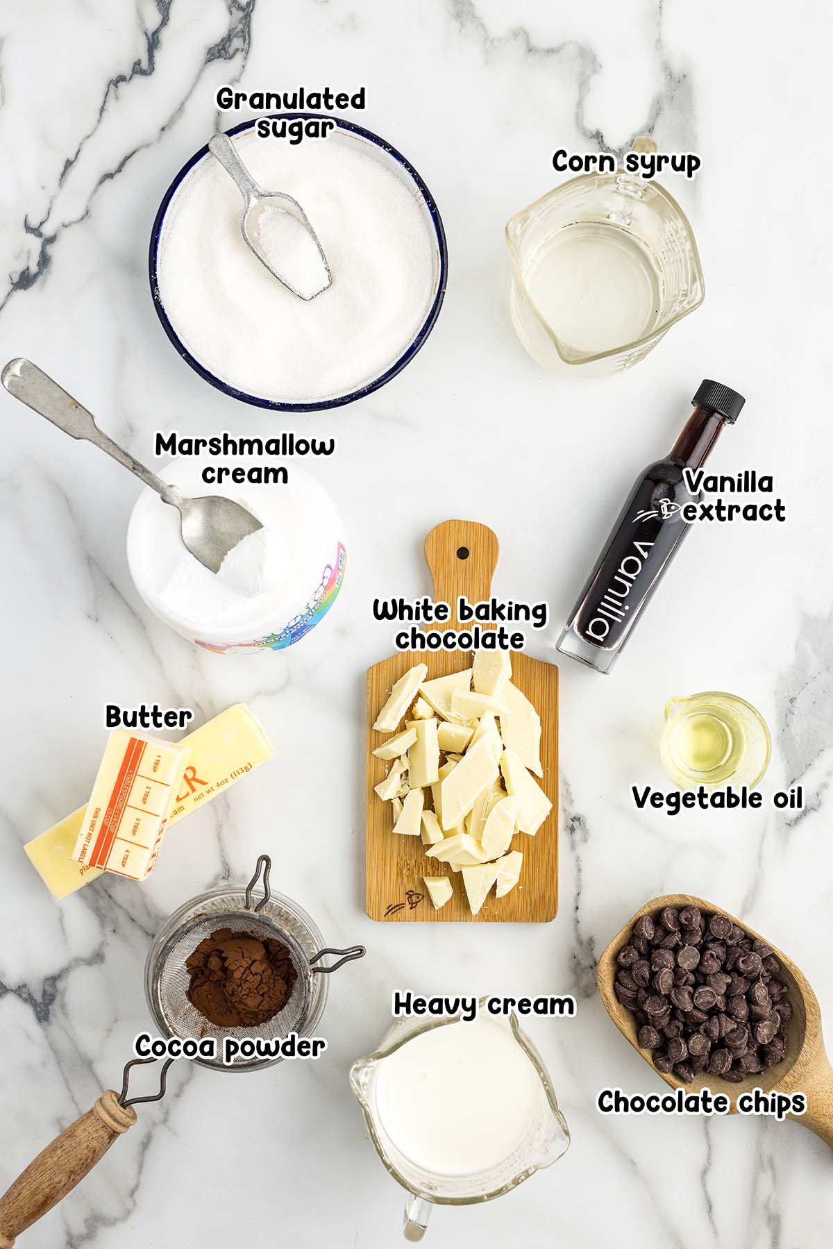 Boston Cream Fudge ingredients.
