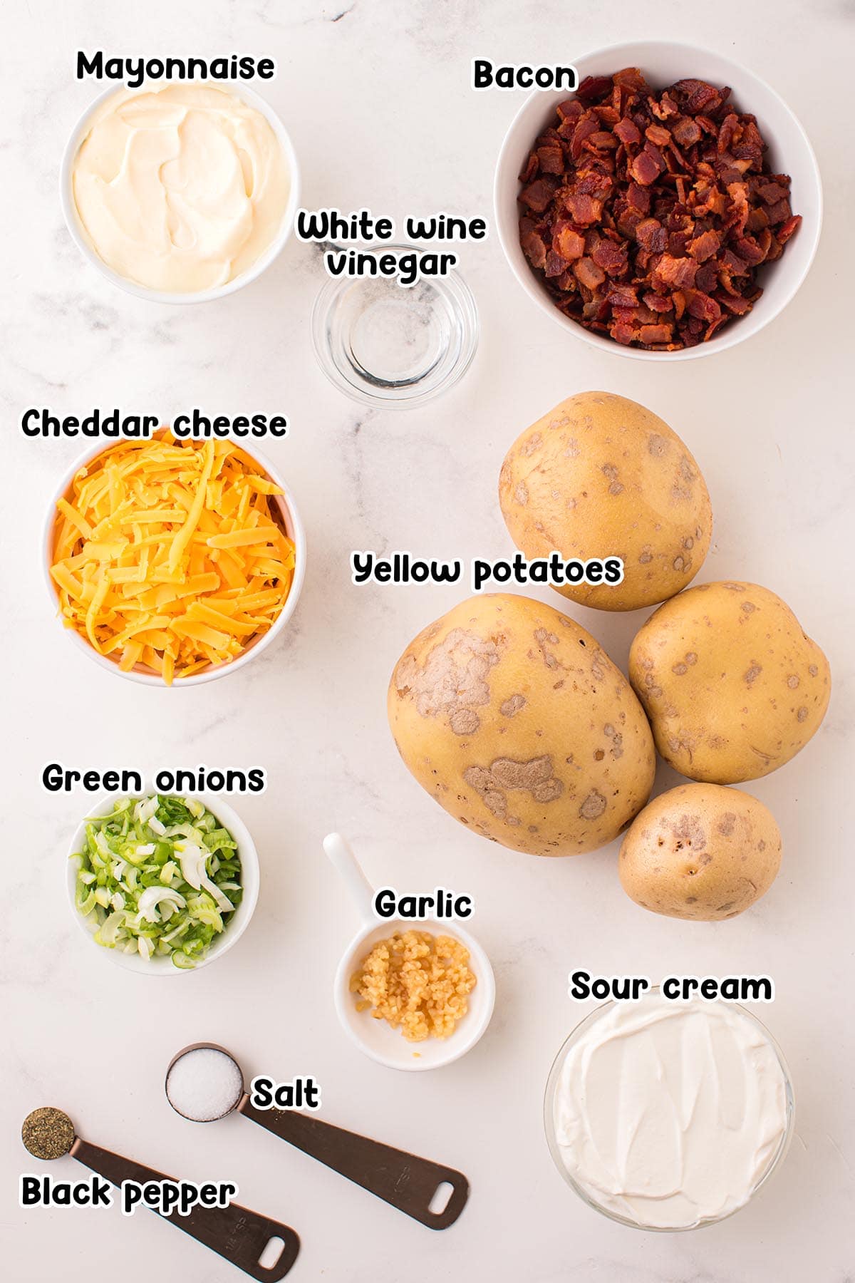 Loaded Baked Potato Salad ingredients.