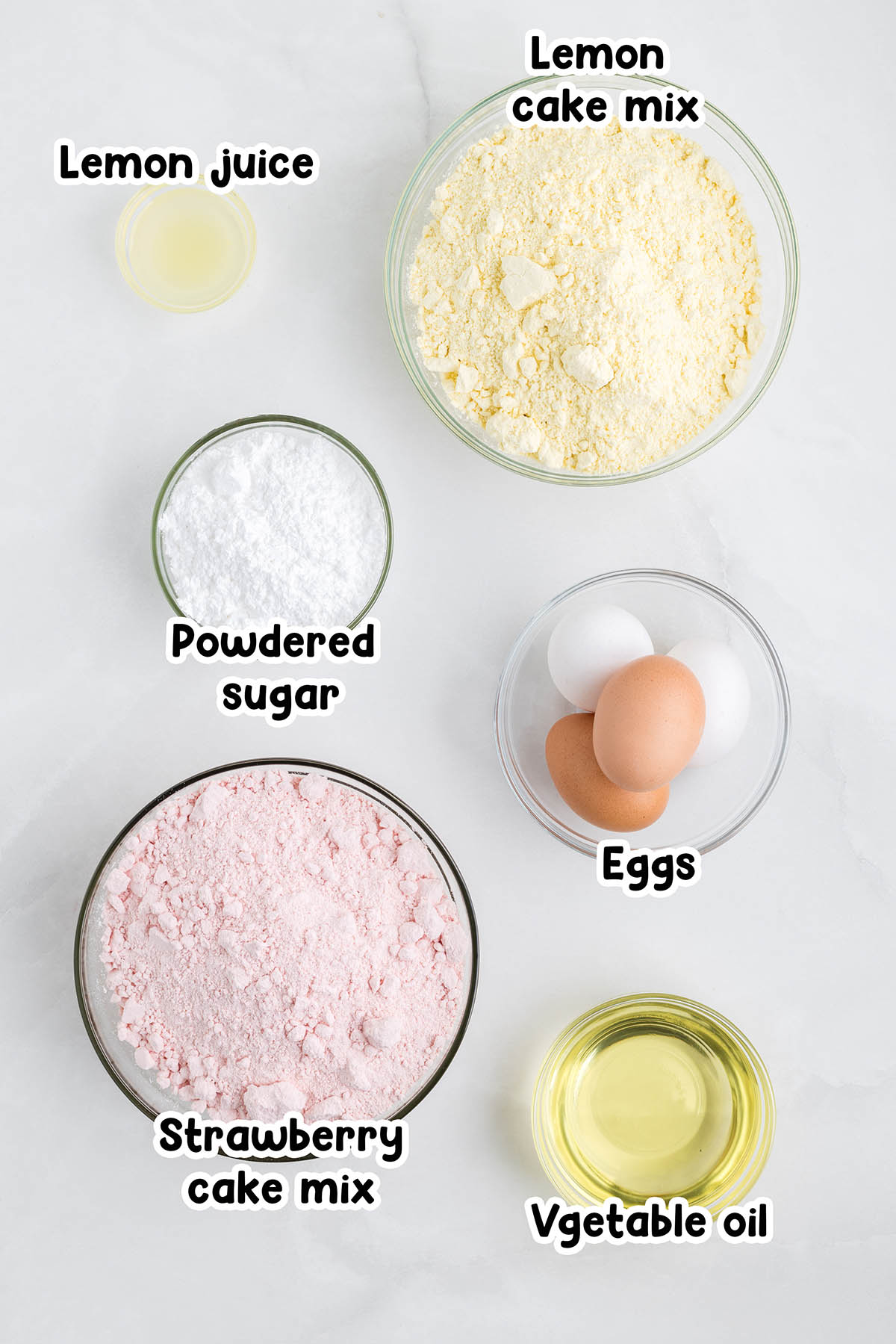 Strawberry Lemonade Cake Mix Cookies ingredients.