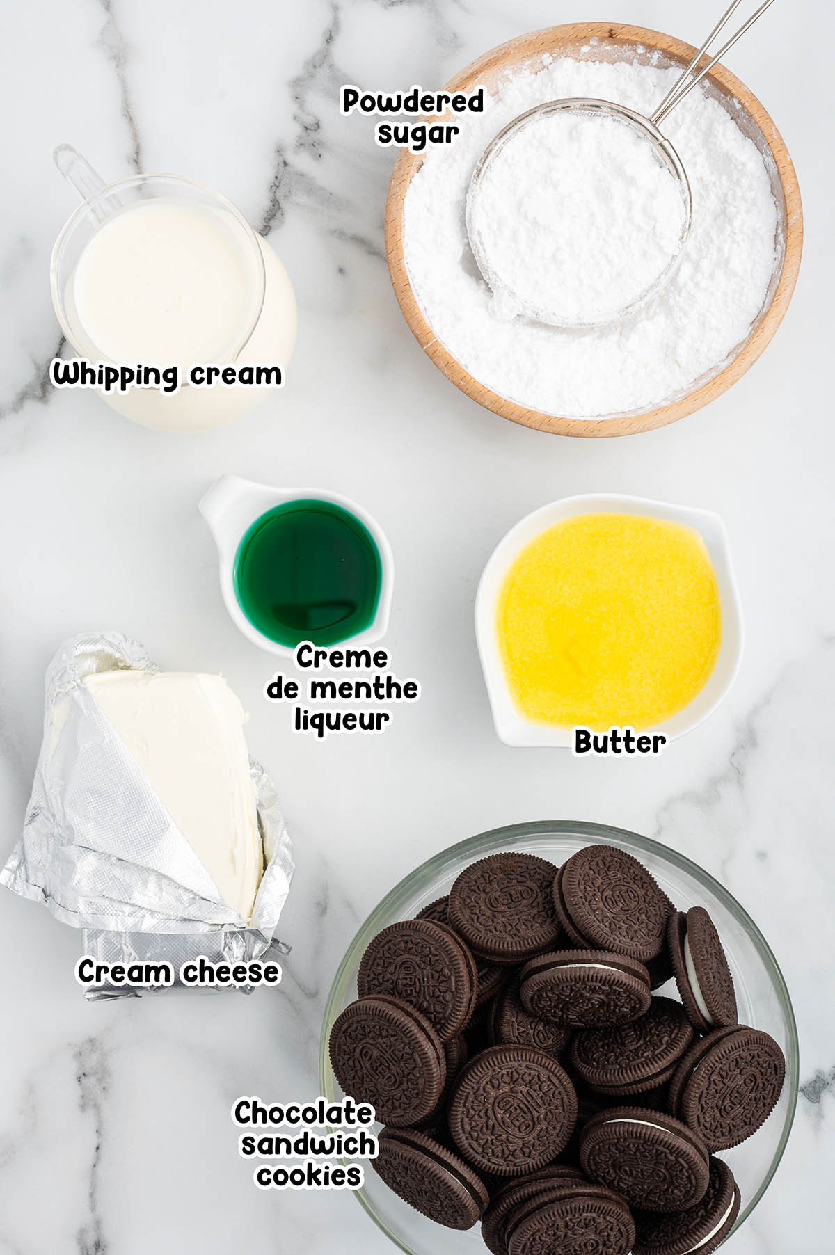 Mint Chocolate Pie ingredients.