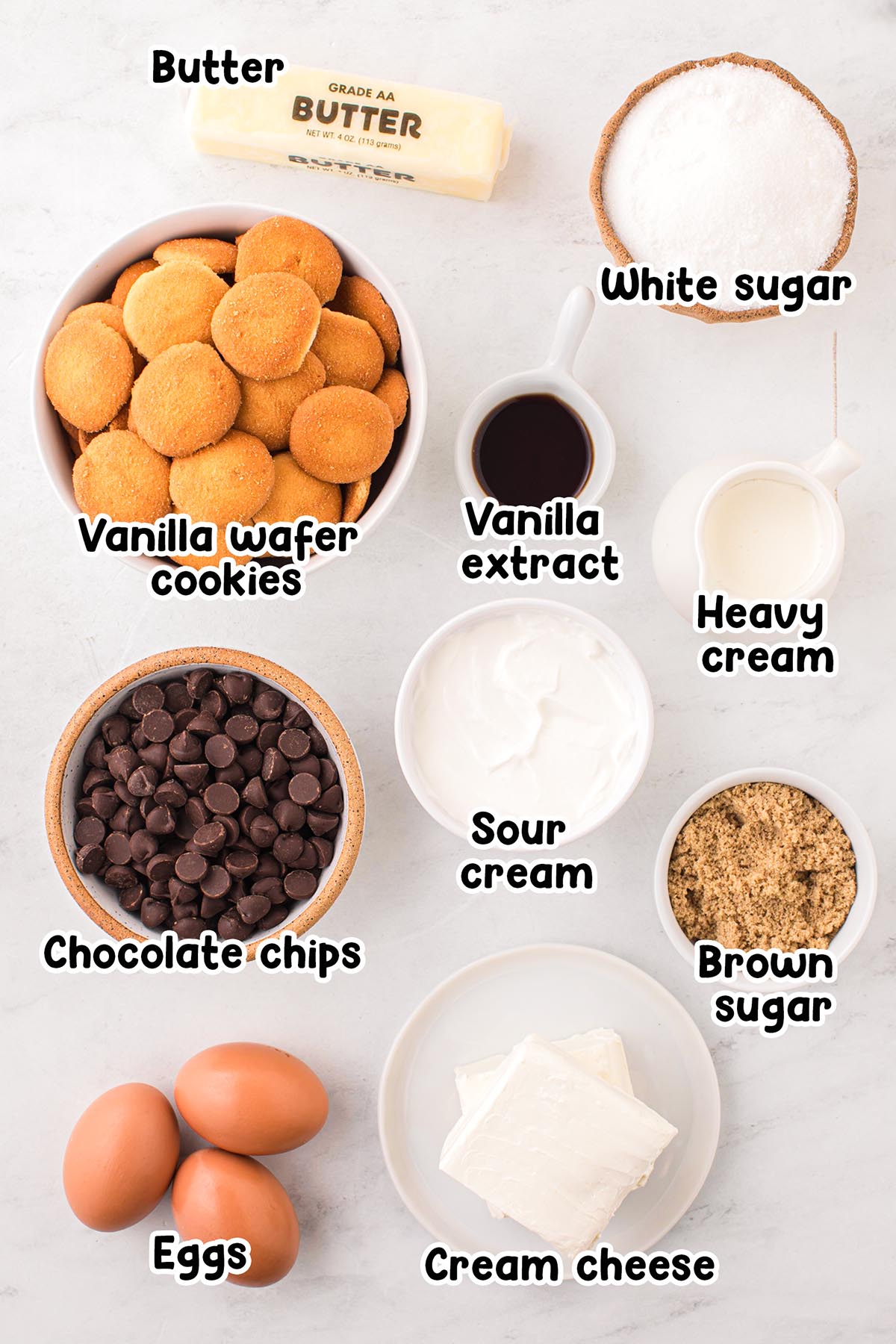 Cheesecake Bars ingredients.