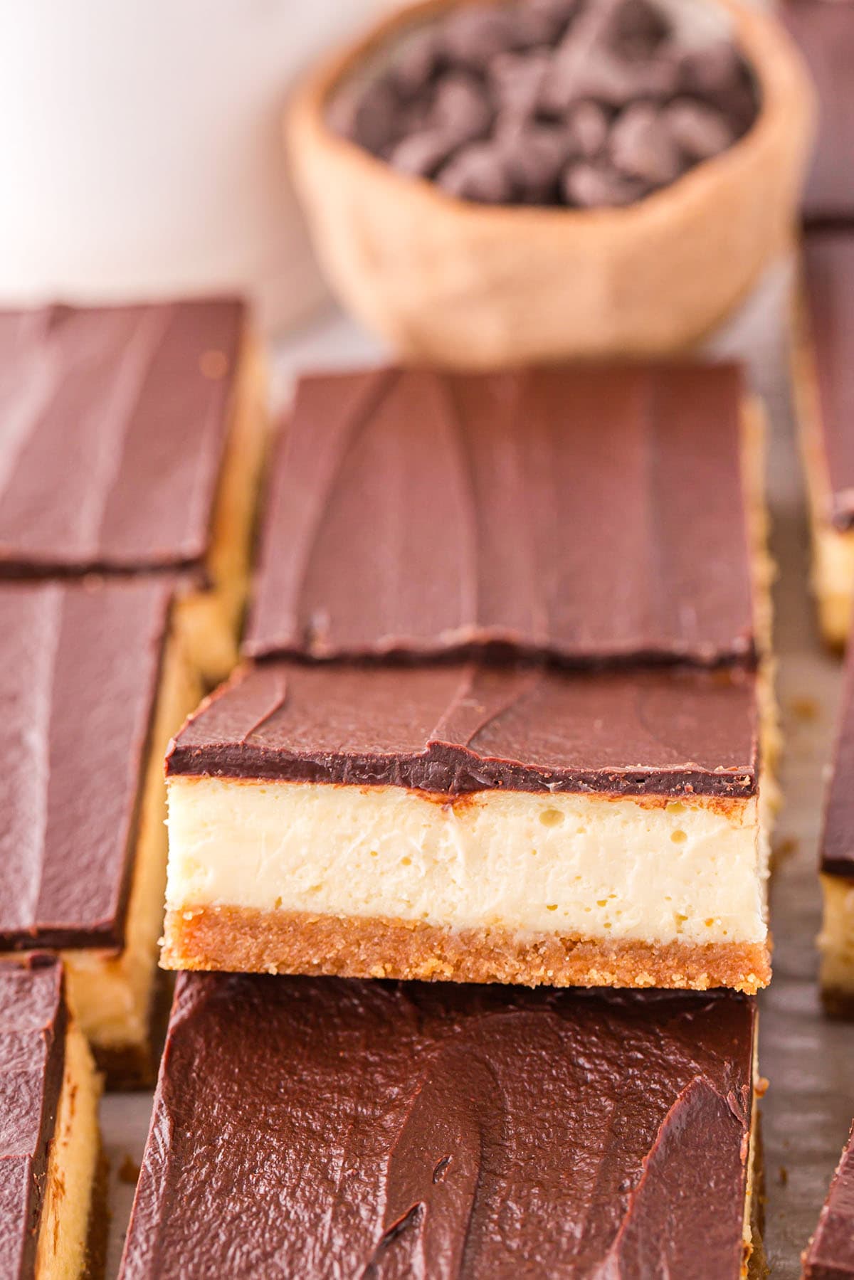 a couple squares of cheesecake bars. 