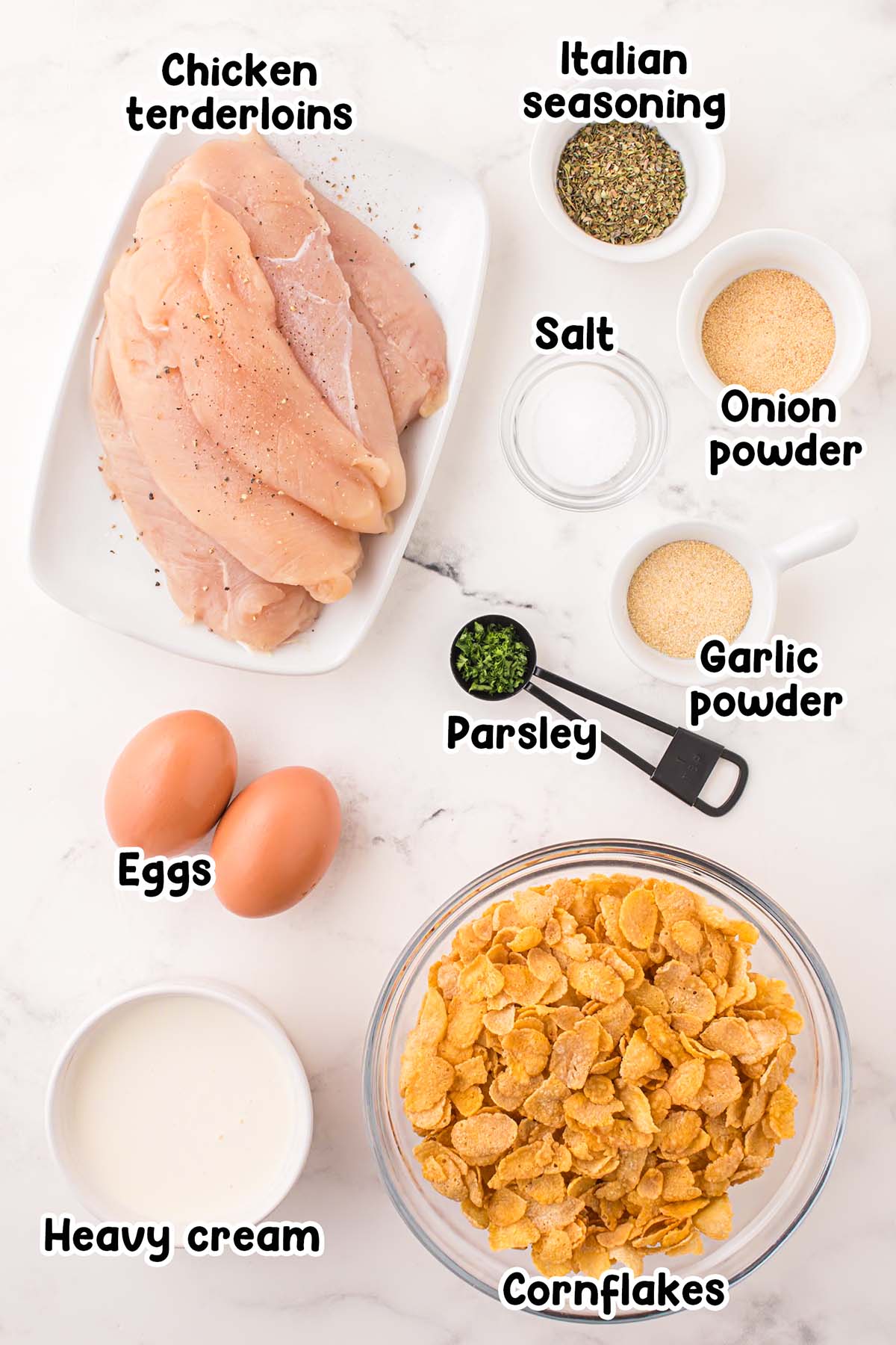 Cornflake Chicken ingredients.