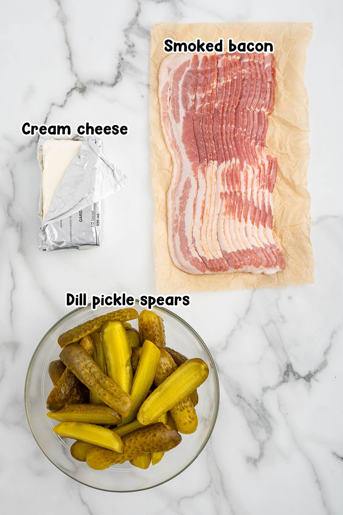 Bacon Wrapped Pickles ingredients.