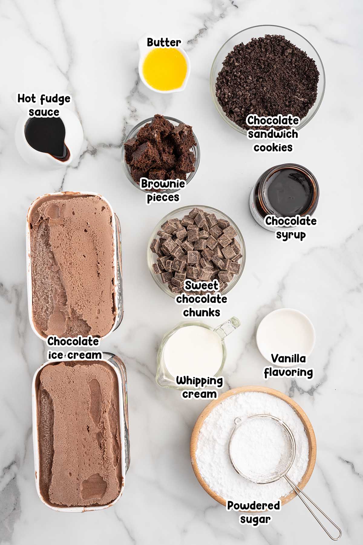 Dairy Queen Copycat Chocolate Ice Cream Cake ingredients.