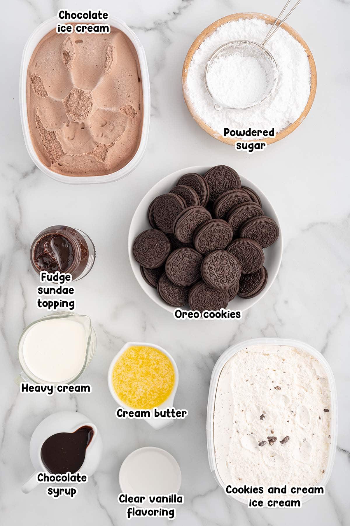 Dairy Queen Copycat Oreo Cookie Ice Cream Cake ingredients.