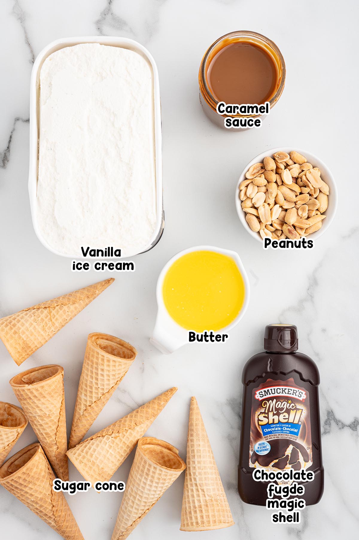 Drumstick Ice Cream Cake ingredients.