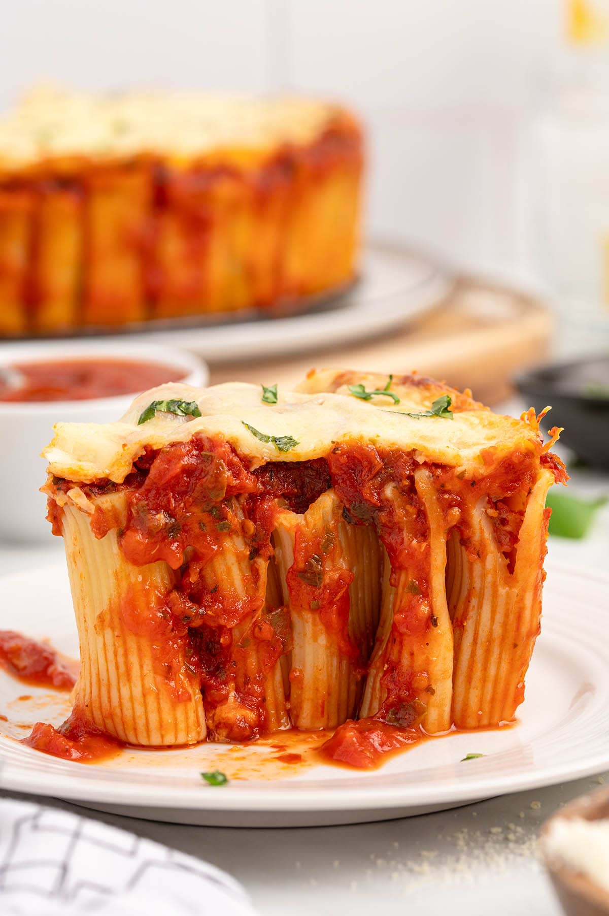 a slice of Honeycomb Pasta Cake on a plate.