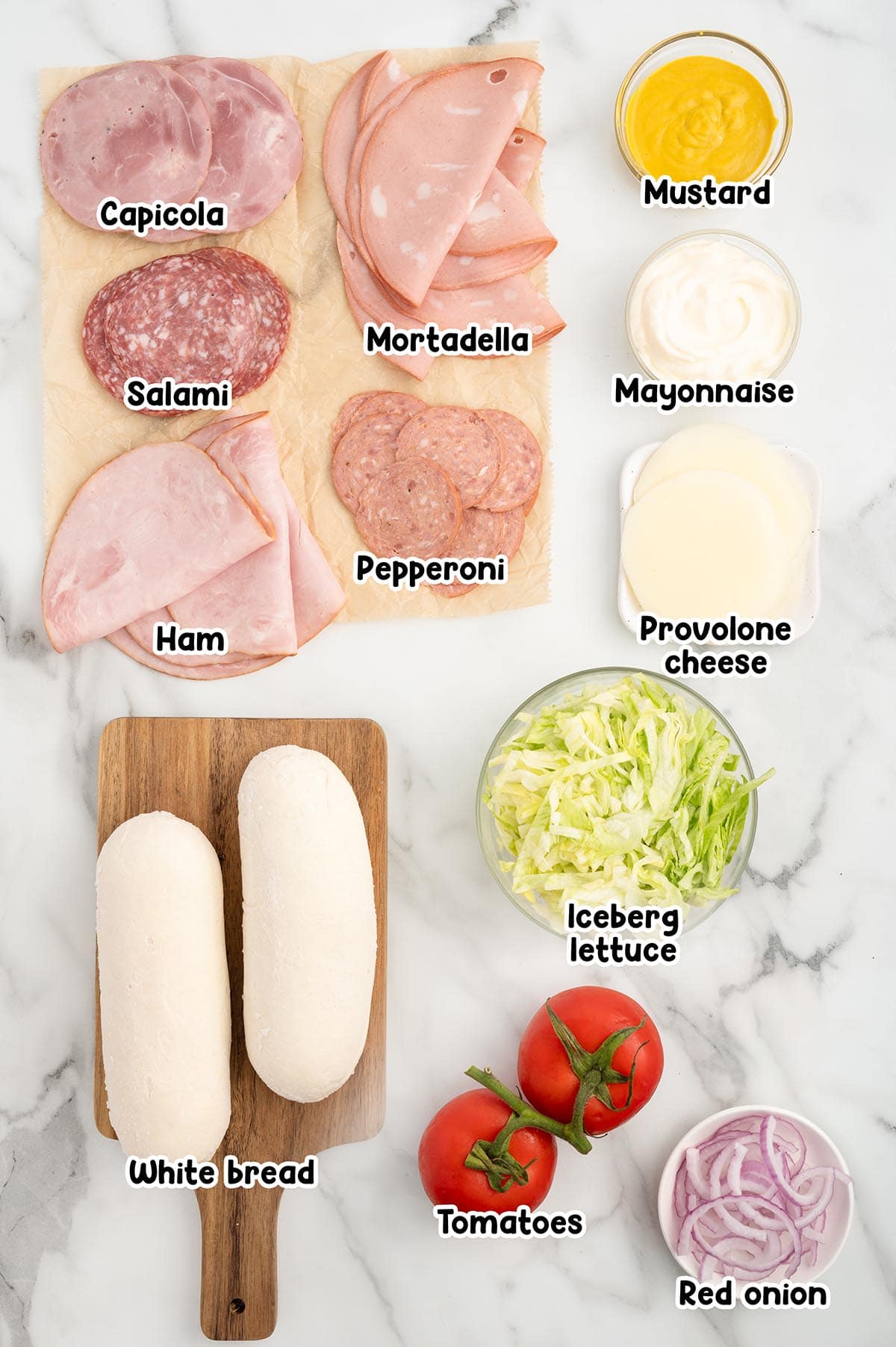 party sub ingredients. 