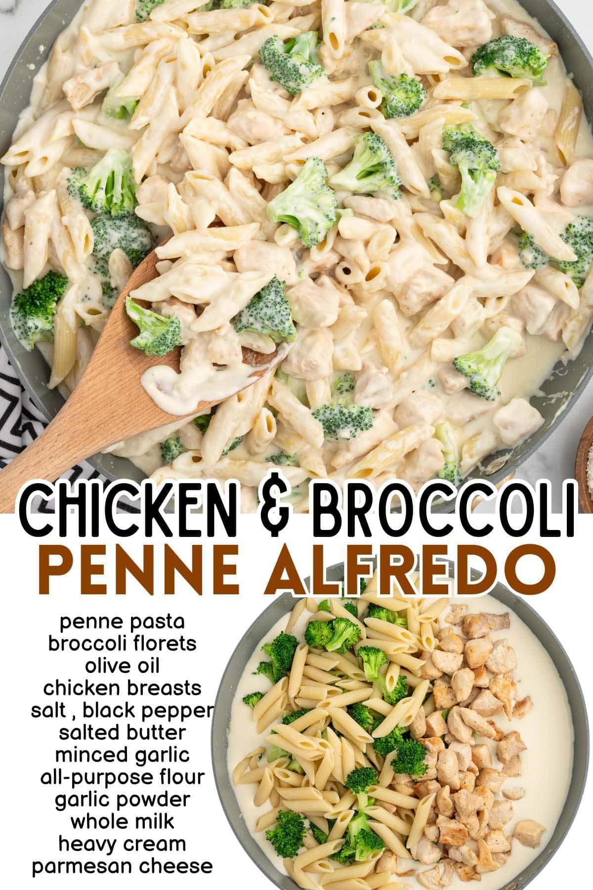 Chicken and Broccoli Penne Alfredo pin.