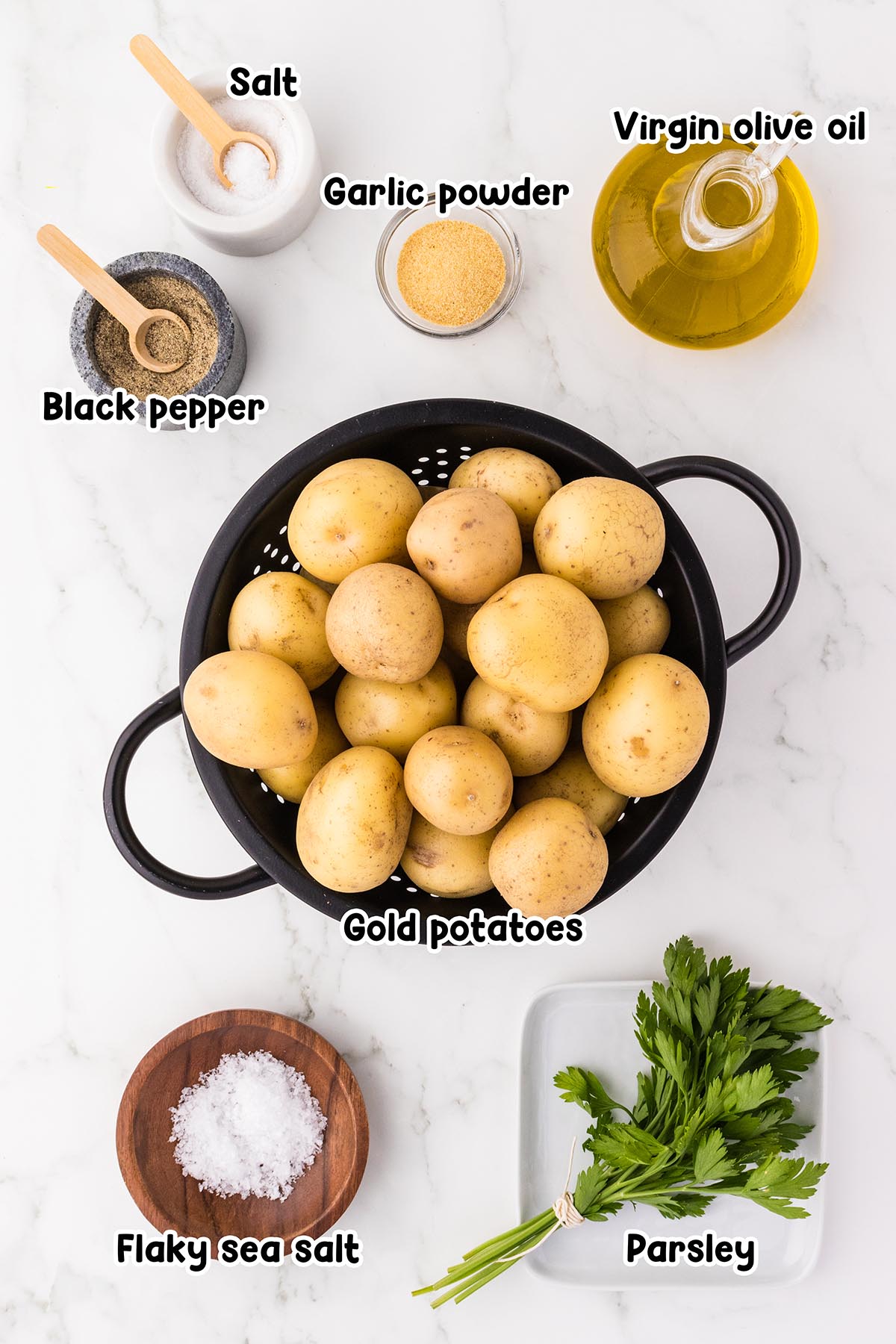 Crispy Smashed Potatoes ingredients.