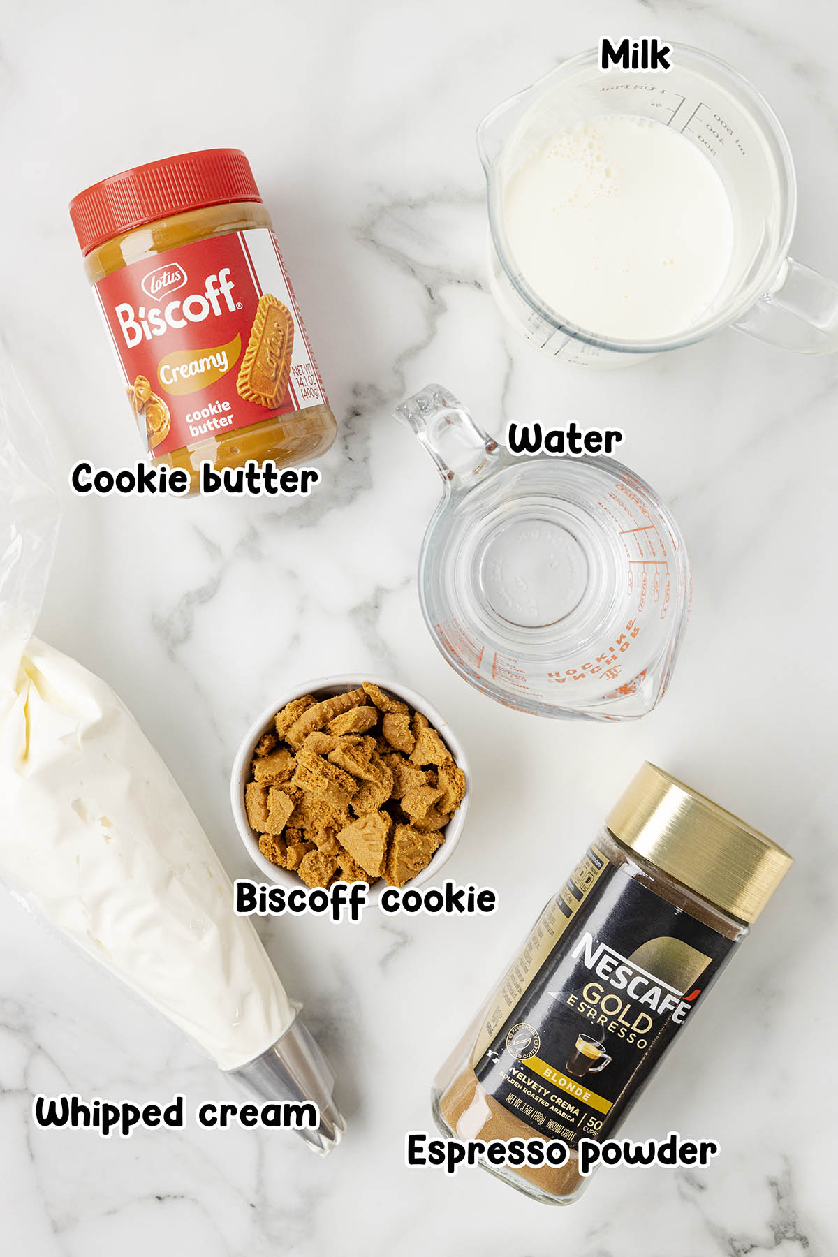 Iced Cookie Butter Latte ingredients.