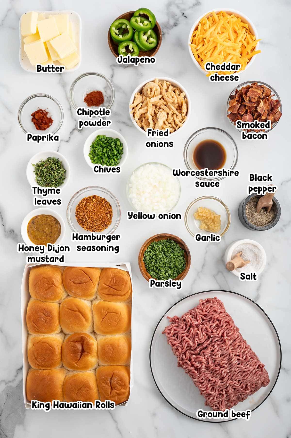 Cowboy Sliders ingredients.