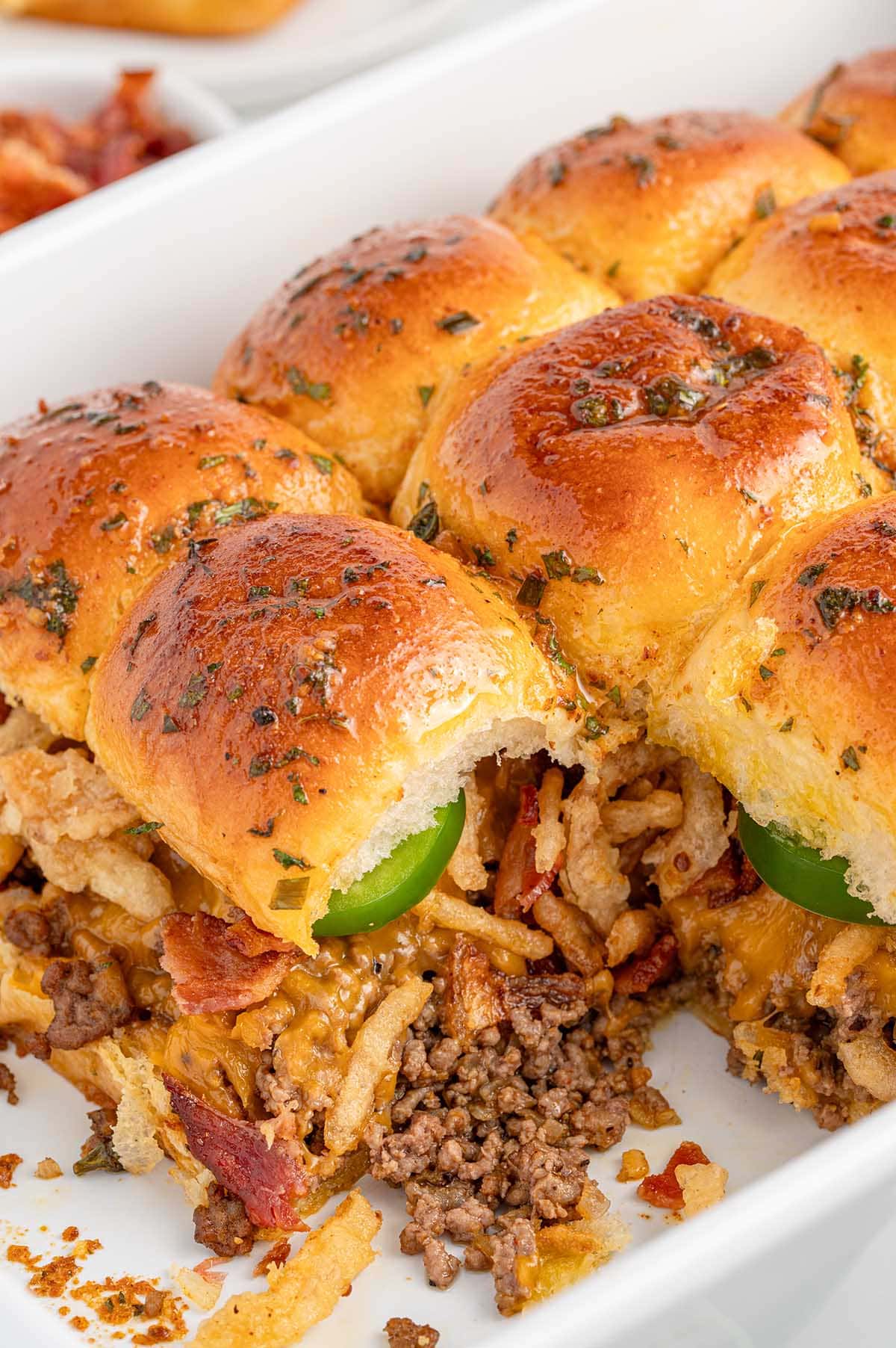 a Cowboy Sliders in a baking dish.