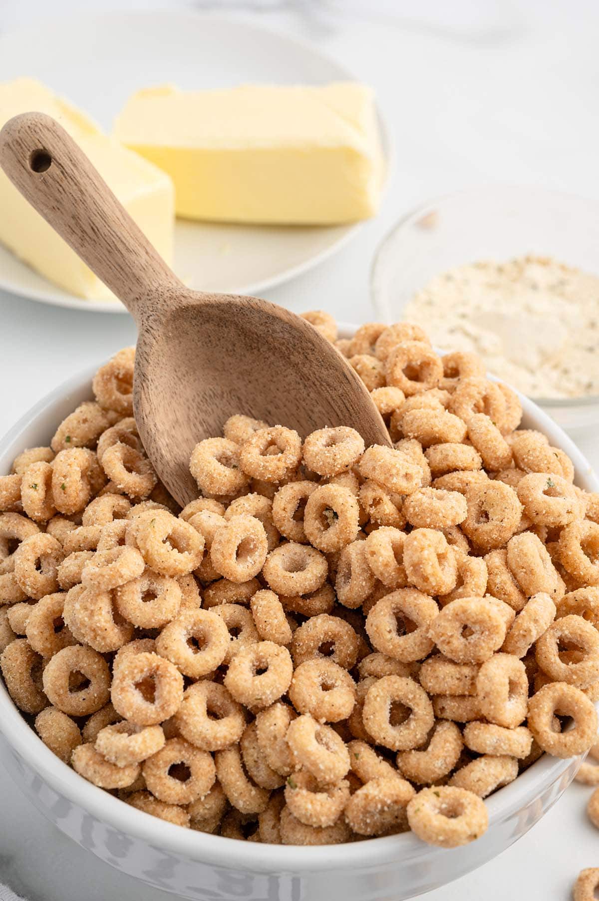 hot buttered cheerios in a bowl. 