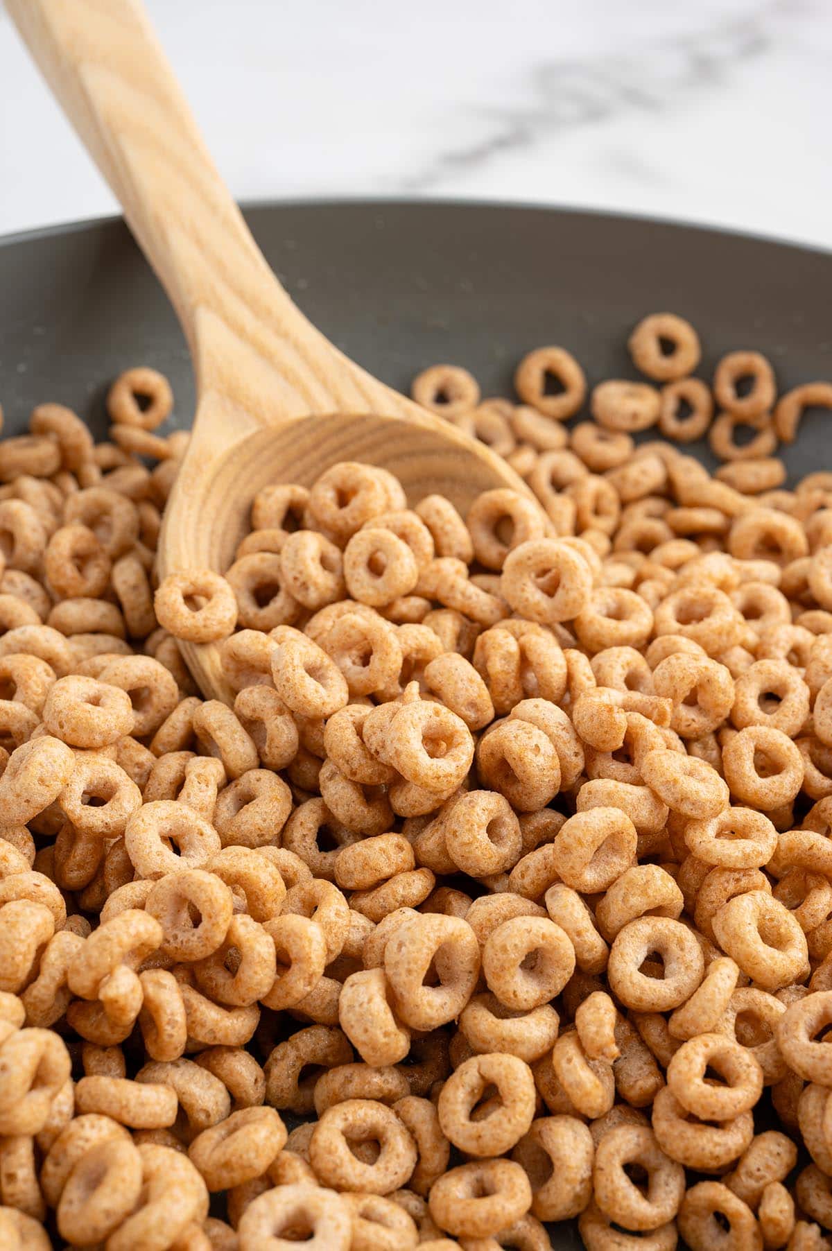 hot buttered cheerios in a skillet. 