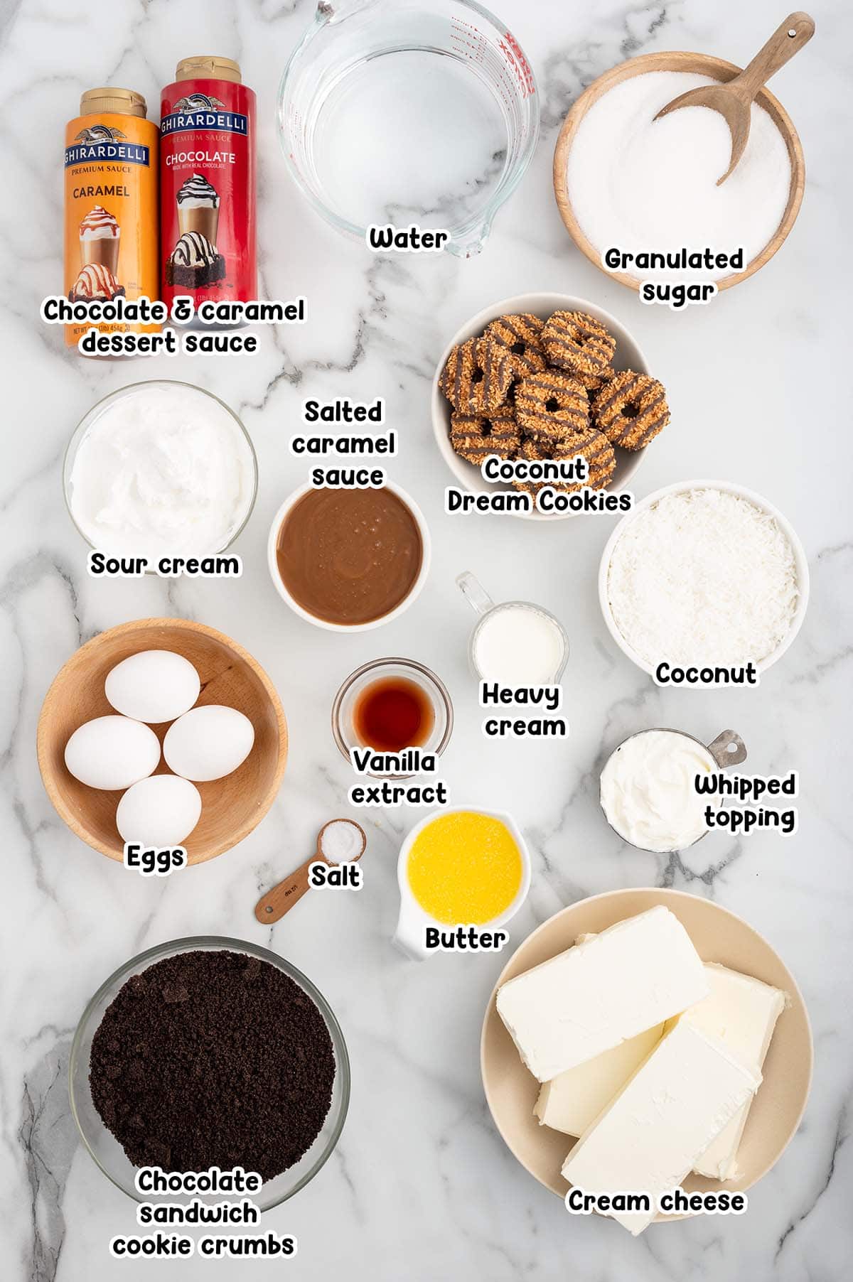 Samoa Cheesecake ingredients.