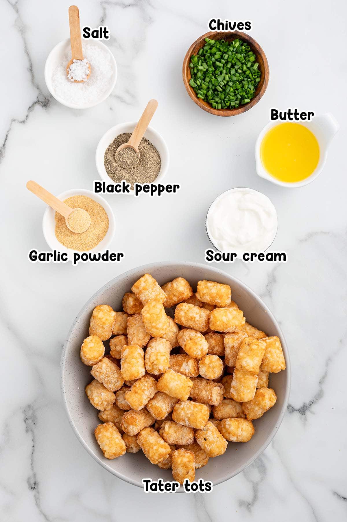 Smashed Tater Tots ingredients.