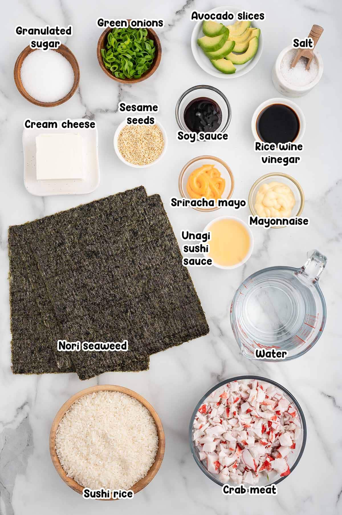 Sushi Bake ingredients.