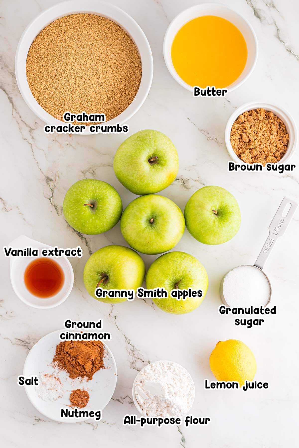 Apple Pie with Graham Cracker Crust ingredients.