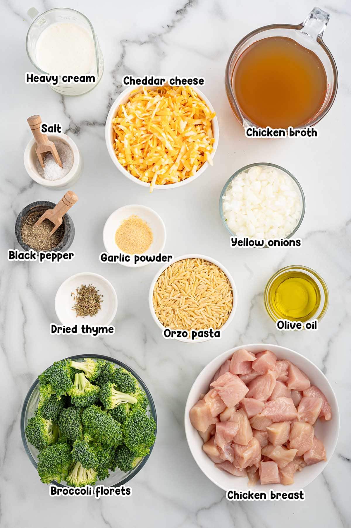 cheesy chicken orzo ingredients.