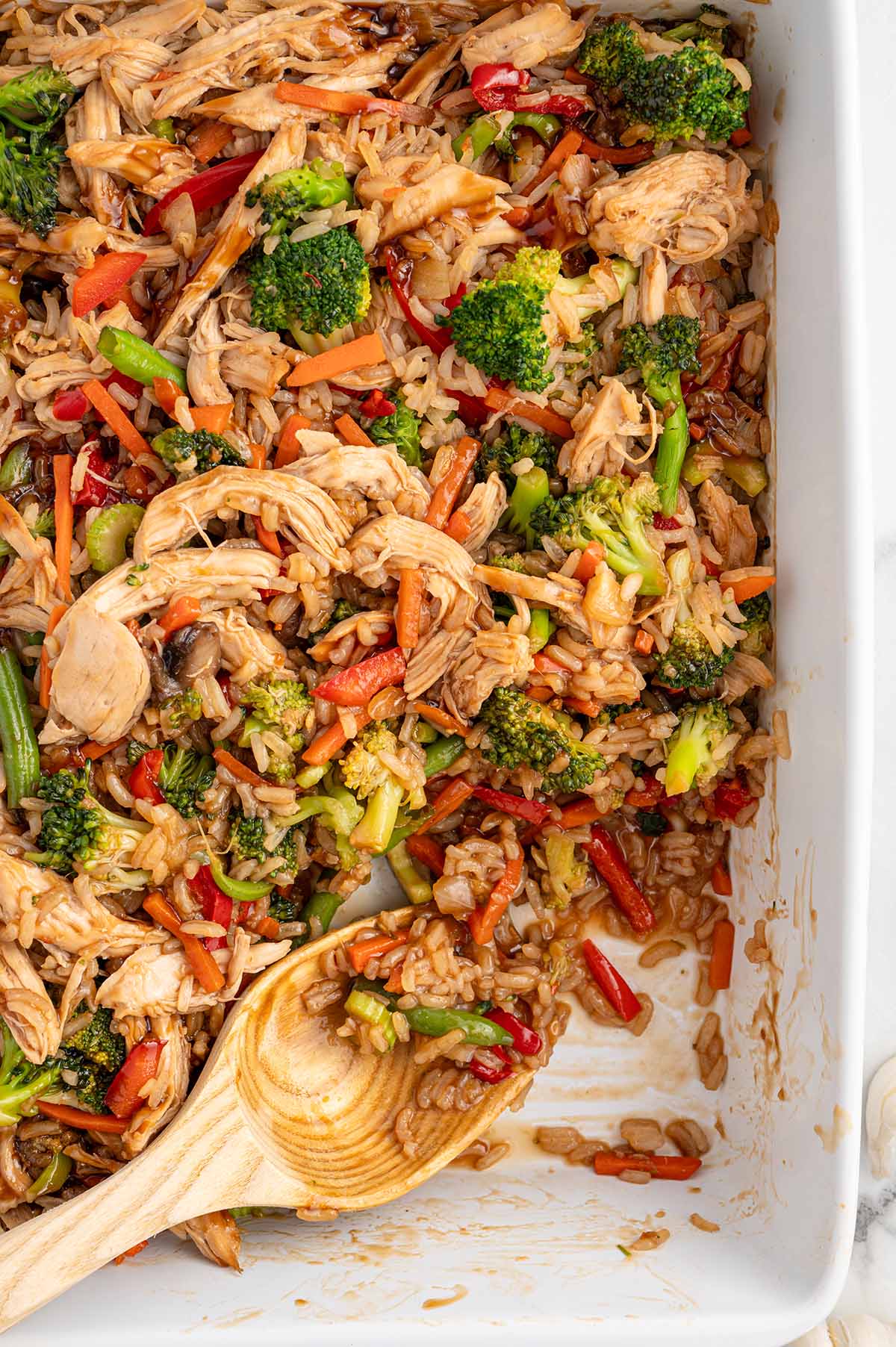 teriyaki chicken in a large baking dish.