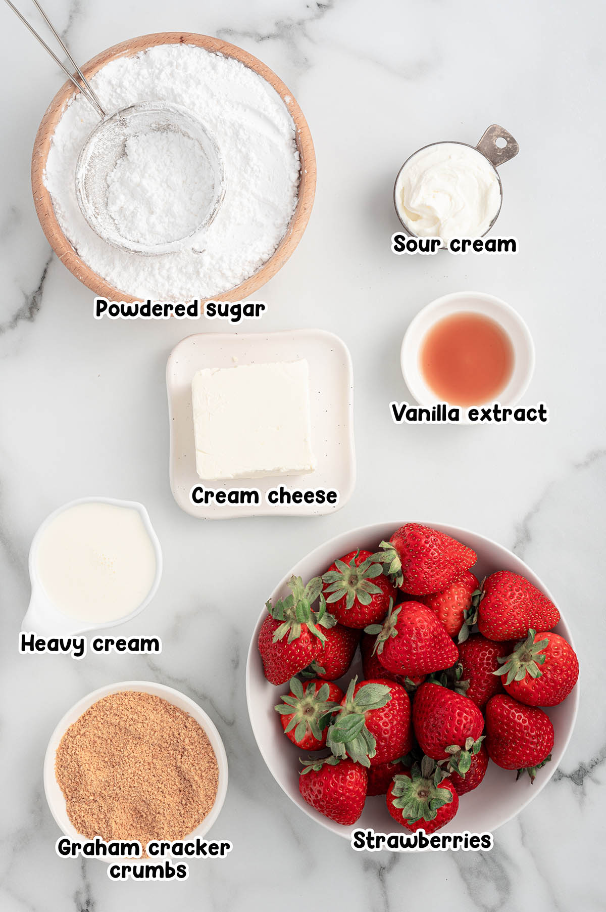 Deviled Strawberries ingredients.