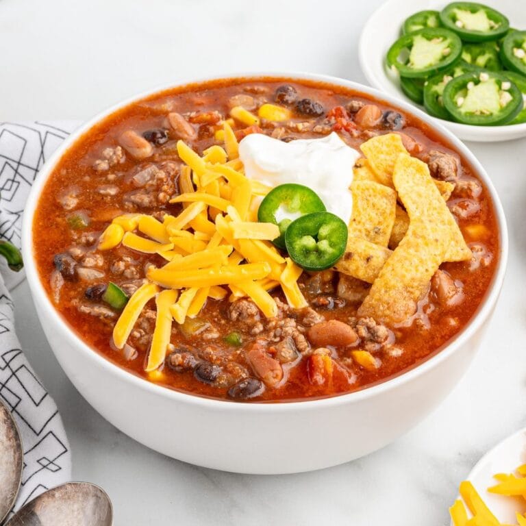 taco soup in a bowl.