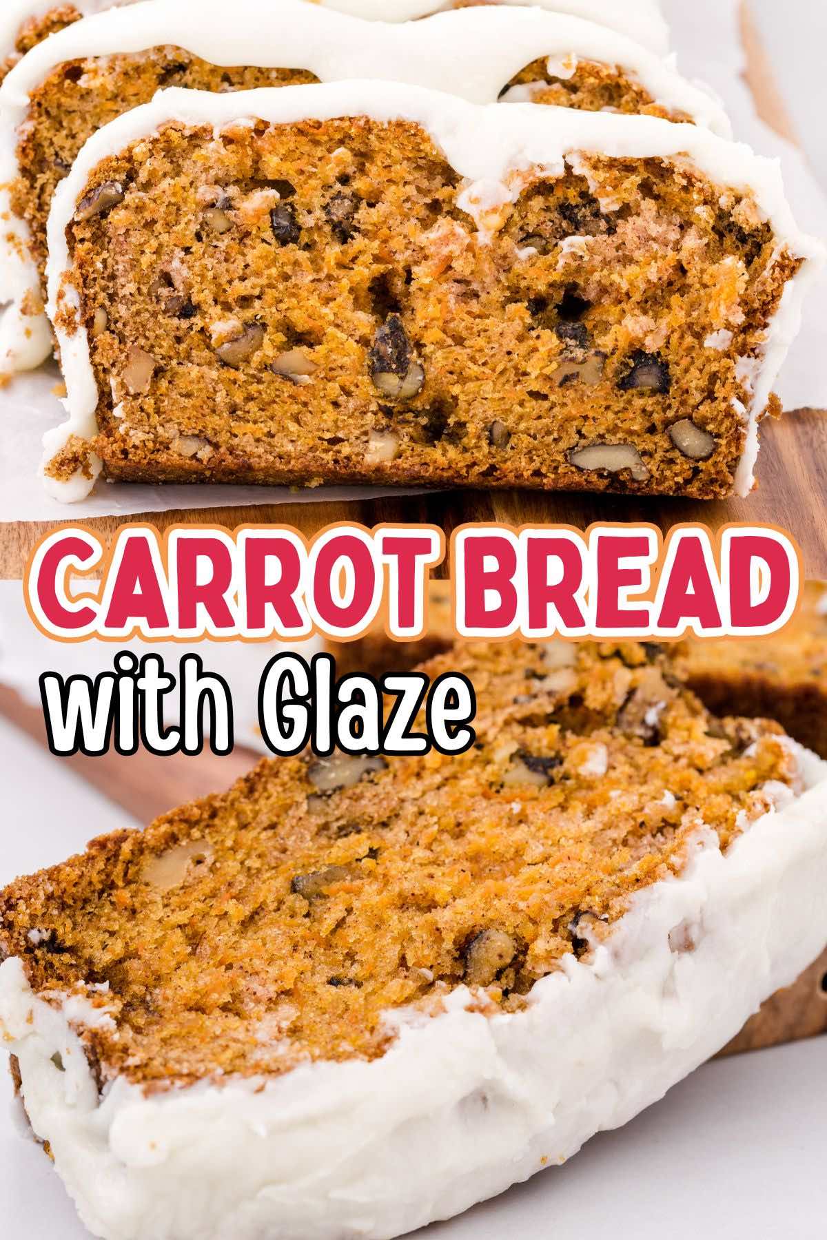 carrot cake with glaze pin.