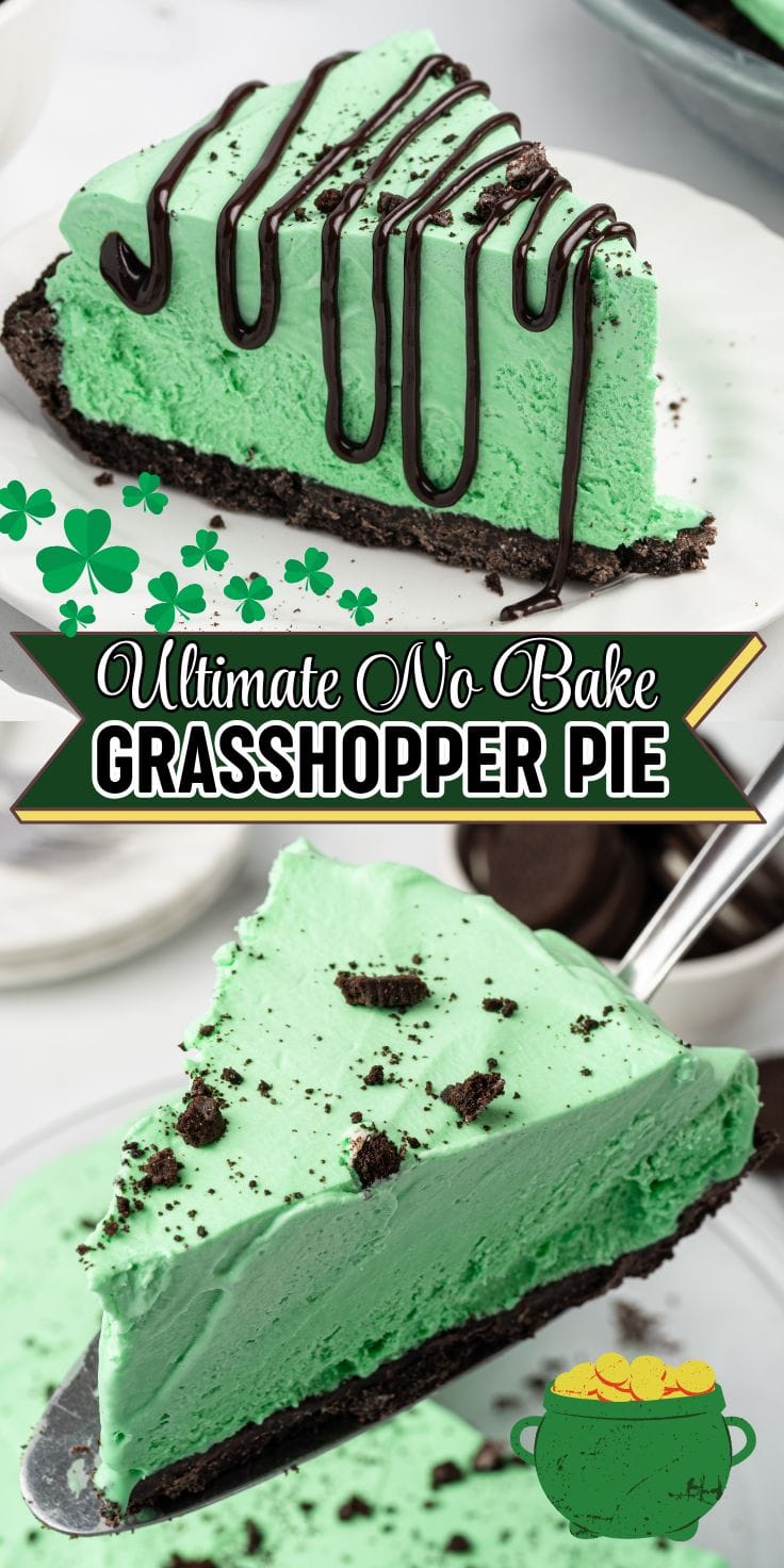 A cake server lifting a slice of grasshopper pie.