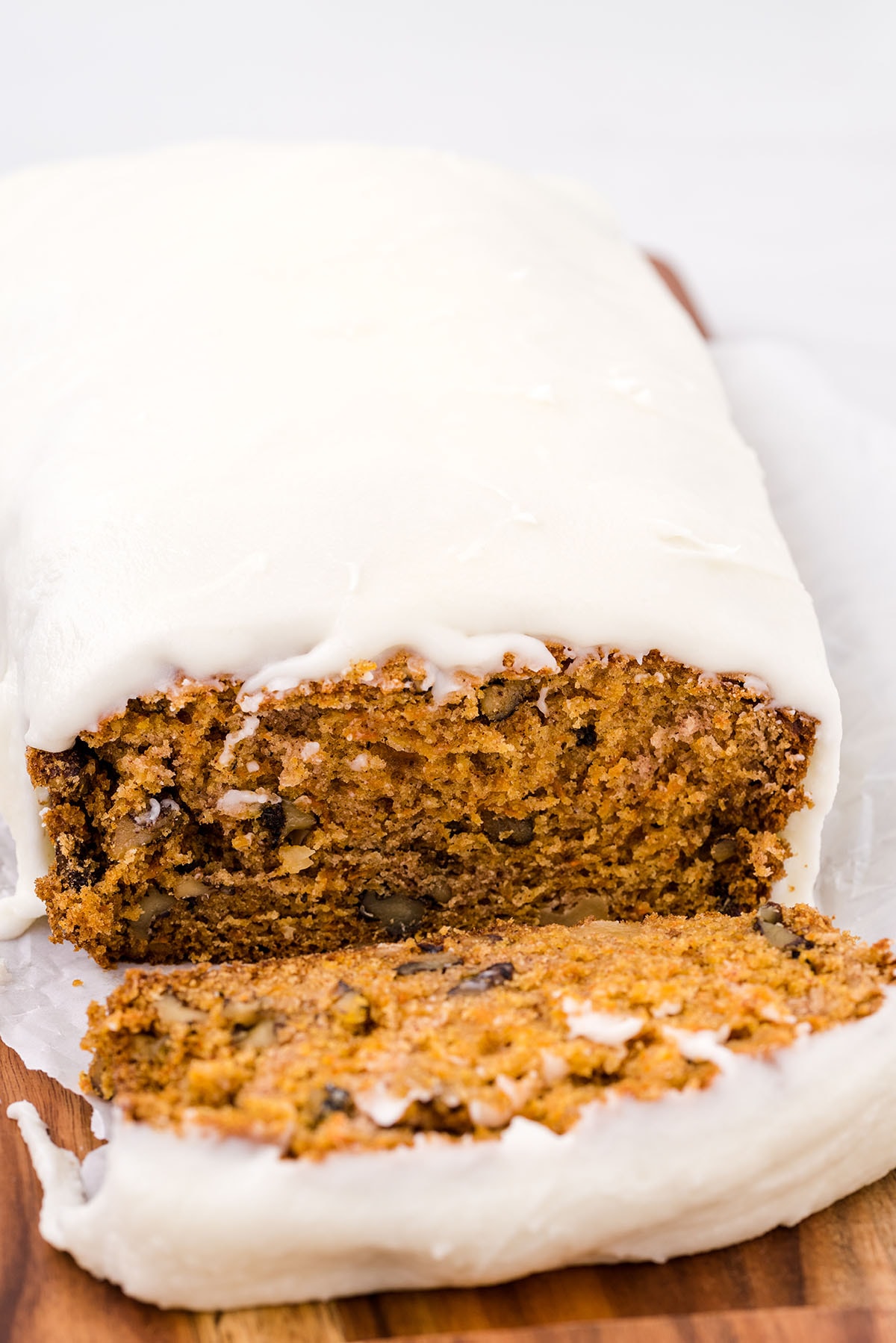 Carrot Bread topped with a smooth glaze.