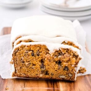 A freshly baked loaf of Carrot Bread with a glaze on top.