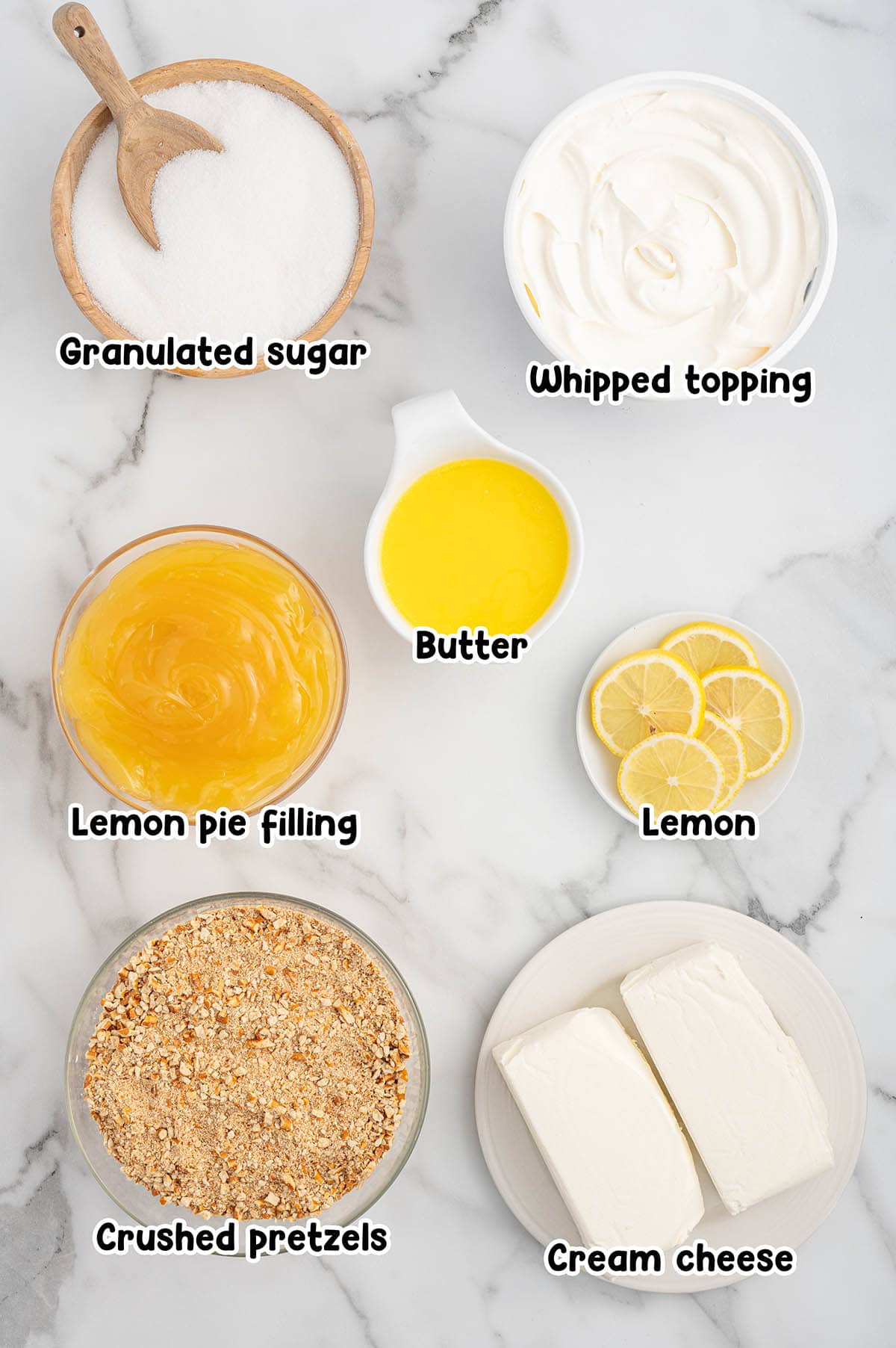 Lemon pretzel dessert ingredients