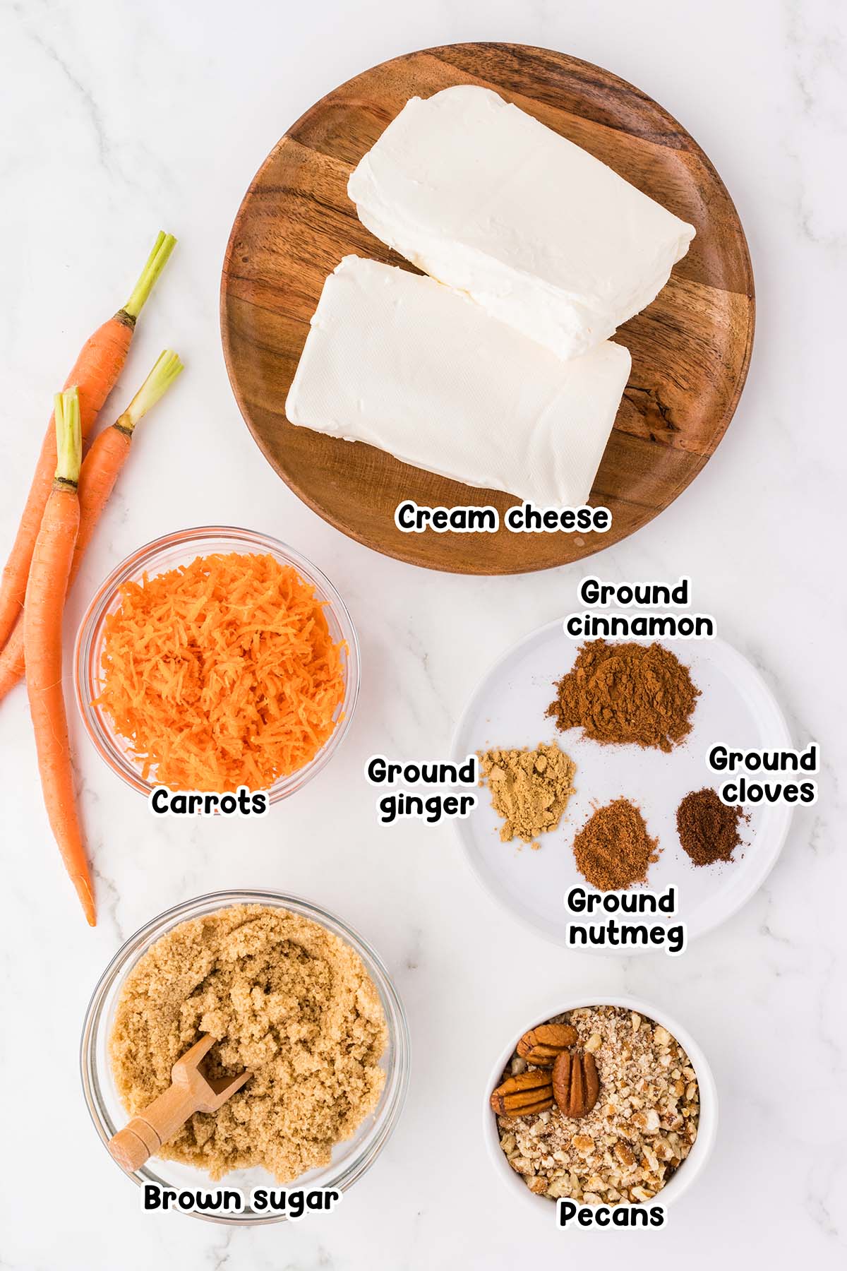 Carrot cake dip ingredients.