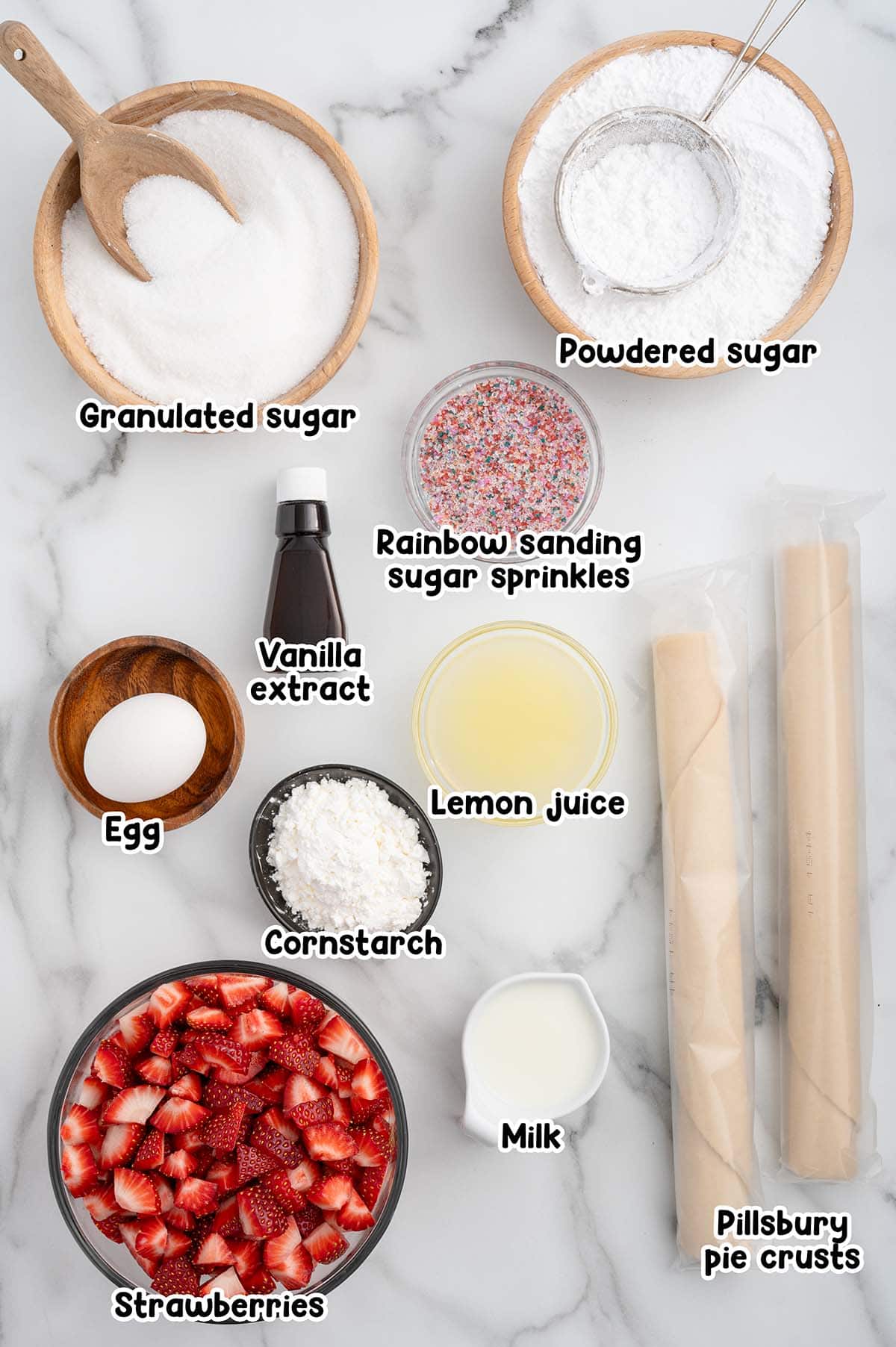 Strawberry pop tart pie ingredients.