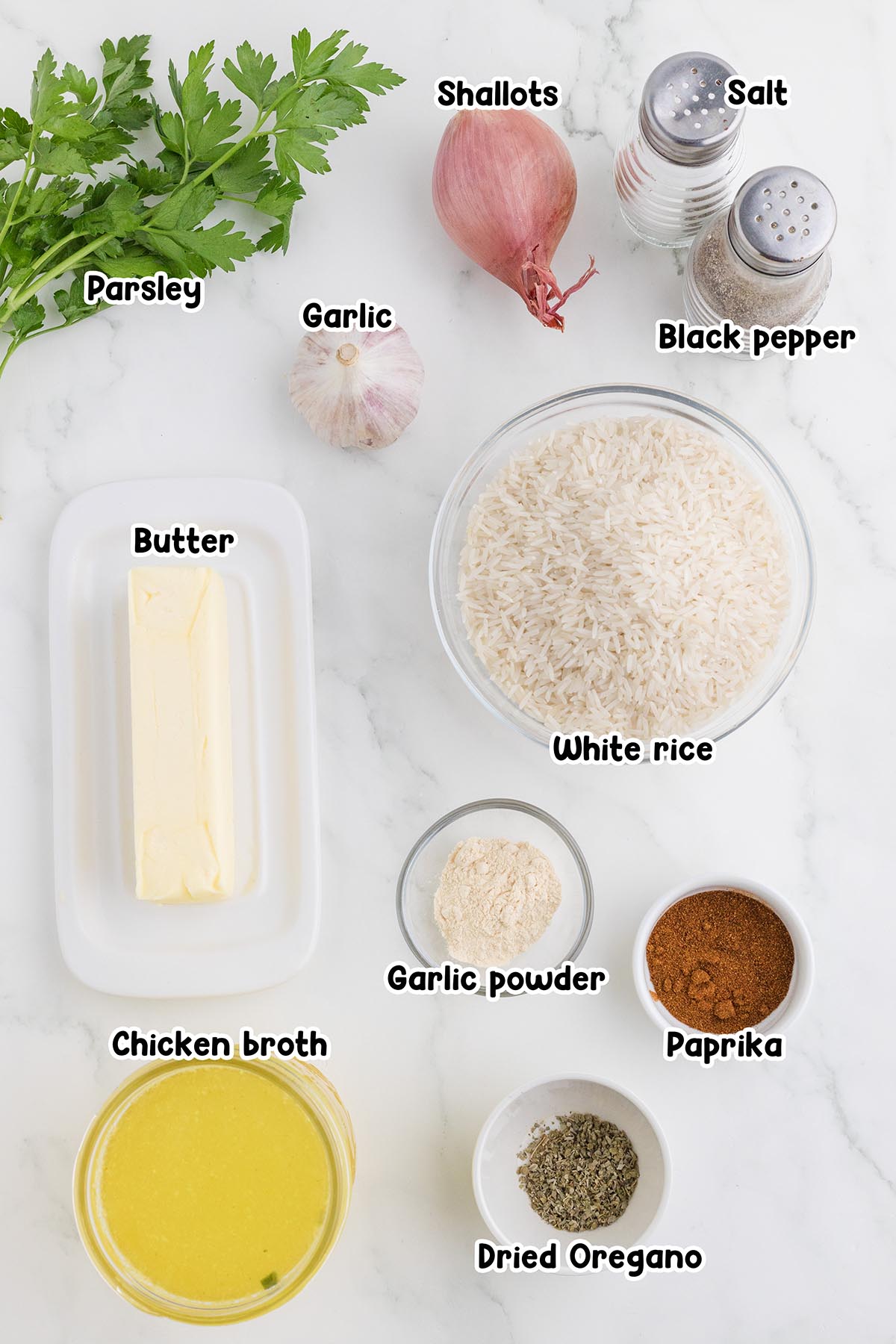 Seasonned rice ingredients.