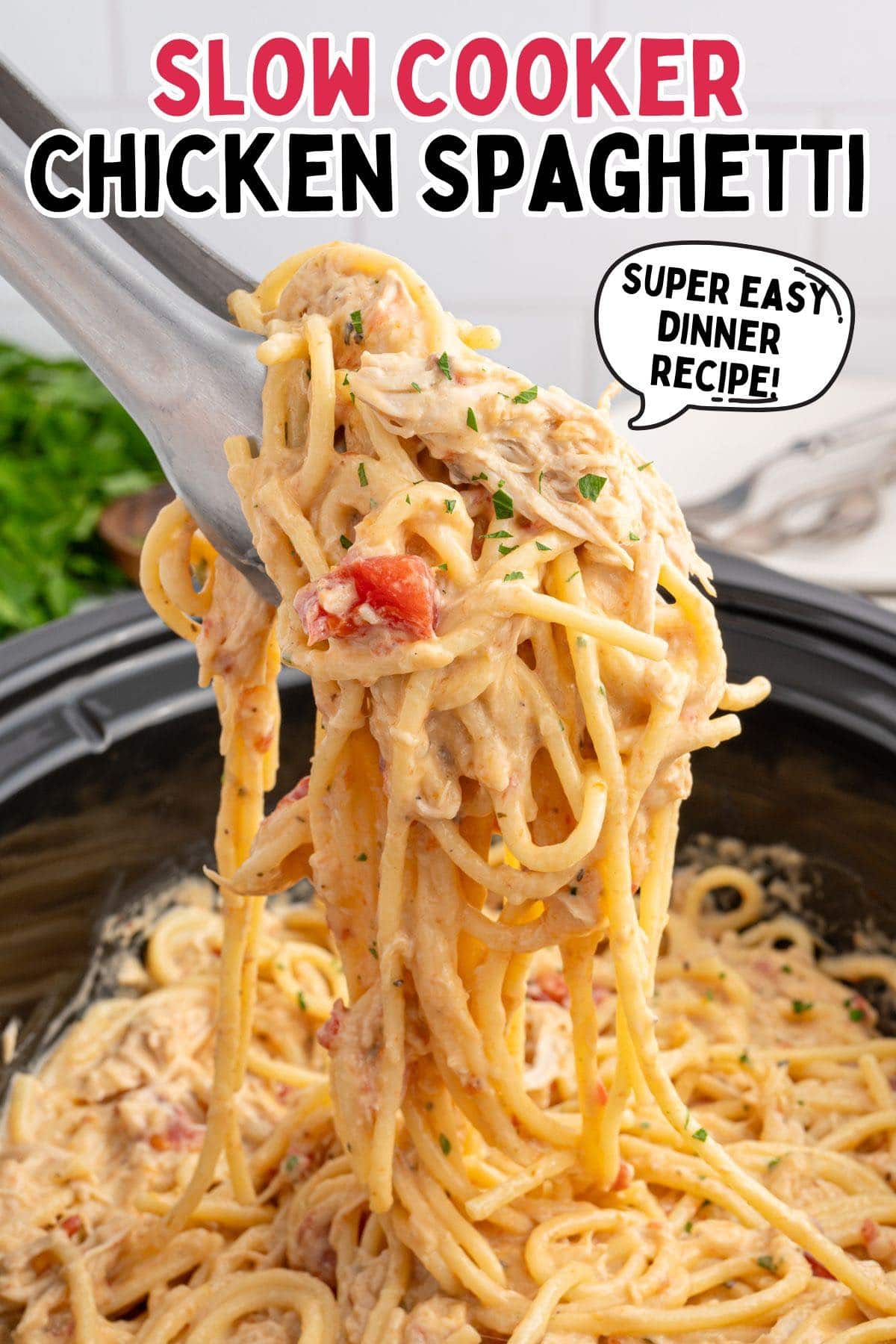 slow cooker chicken spaghetti pin.