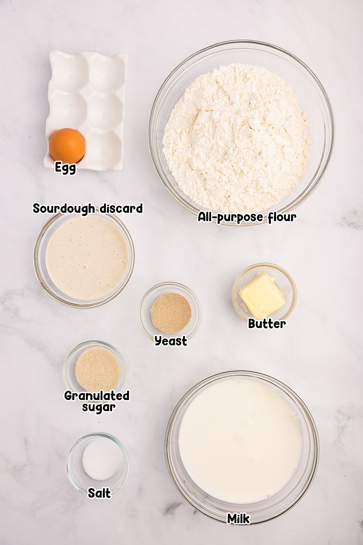 sourdough discard roll ingredients. 