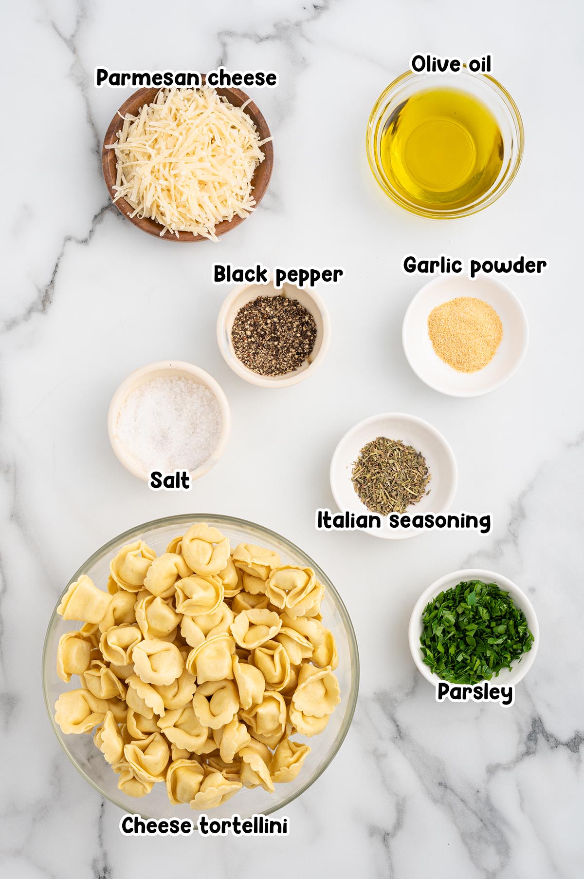 air fryer tortellini ingredients. 
