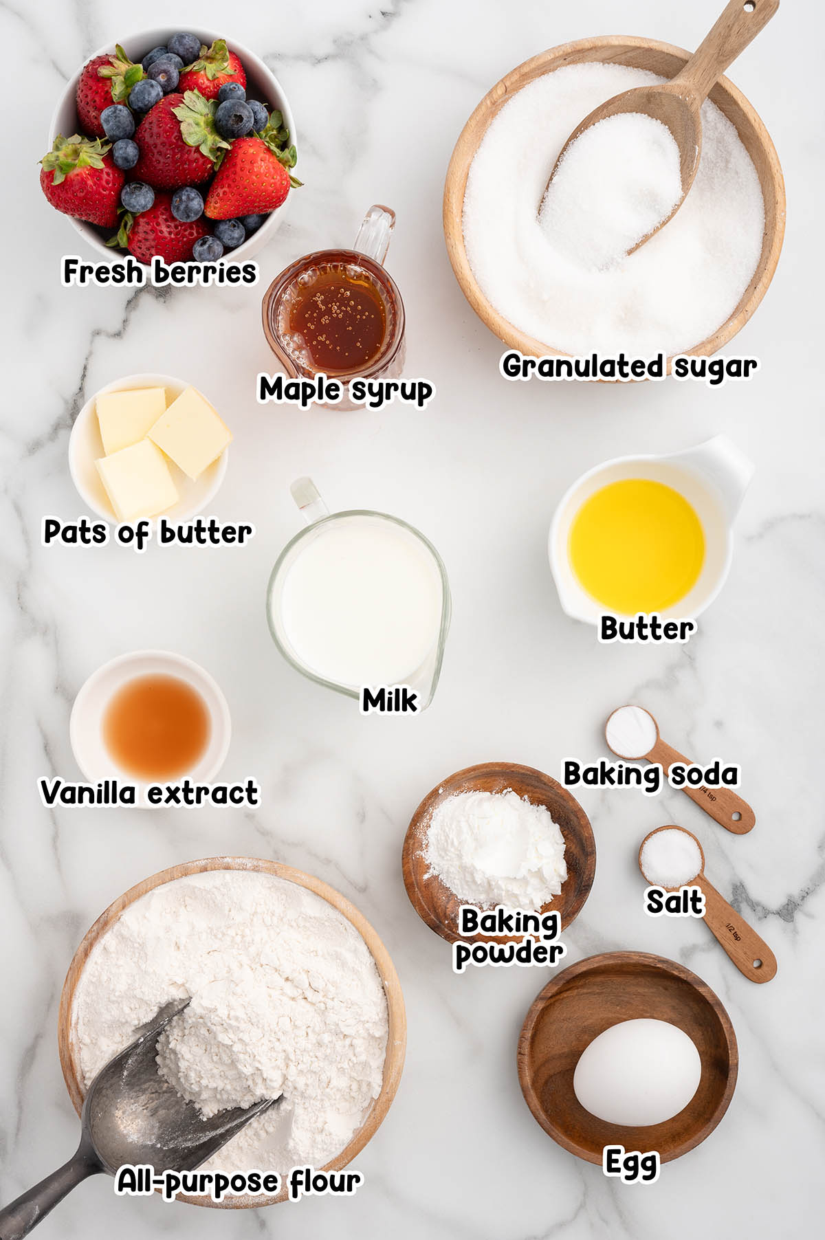 Fluffy Pancakes ingredients.