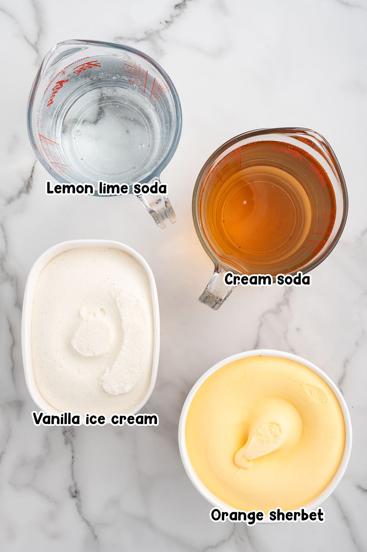 Orange Dreamsicle Punch ingredients.