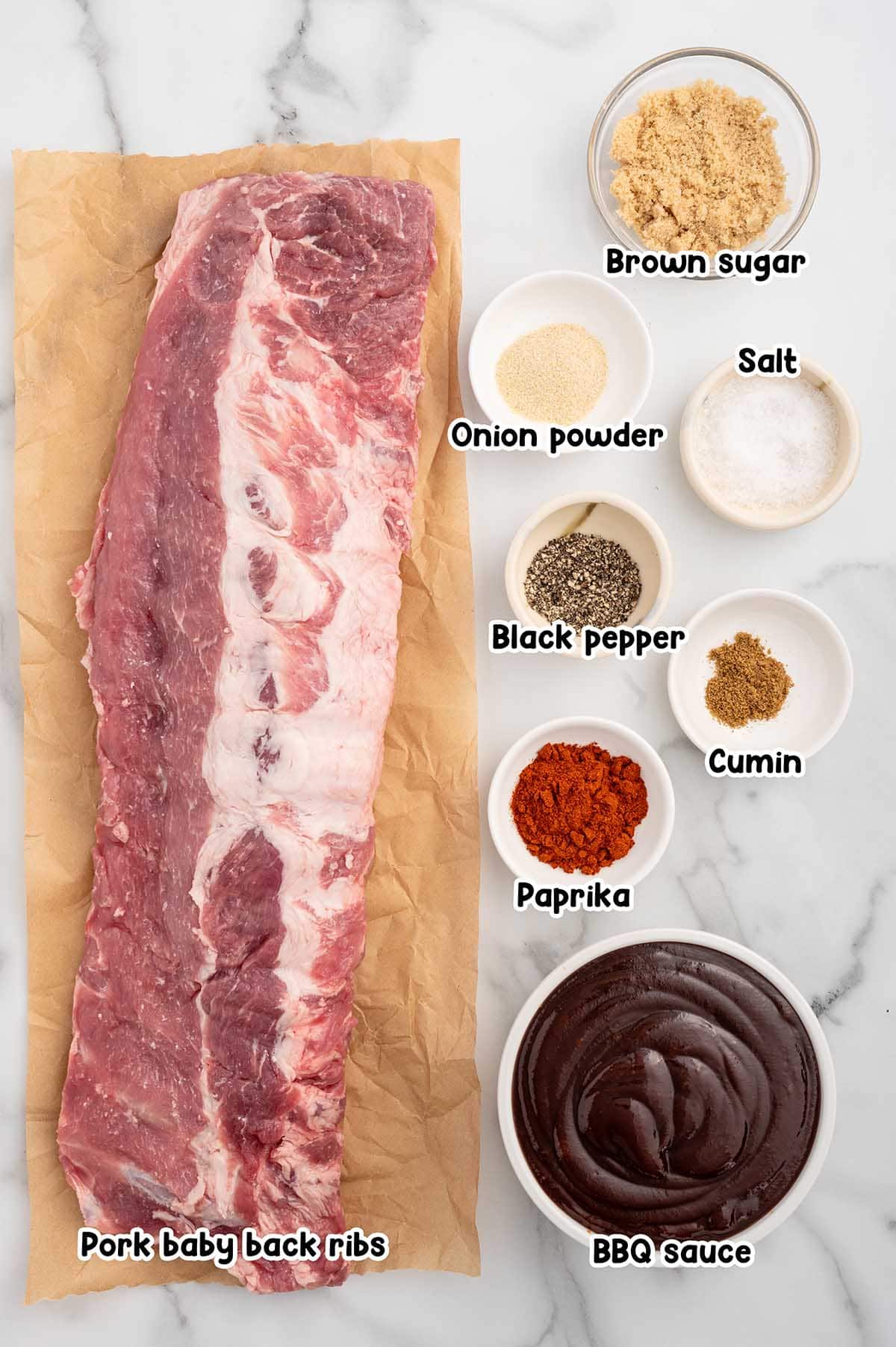 Slow Cooker Baby Back Ribs ingredients.