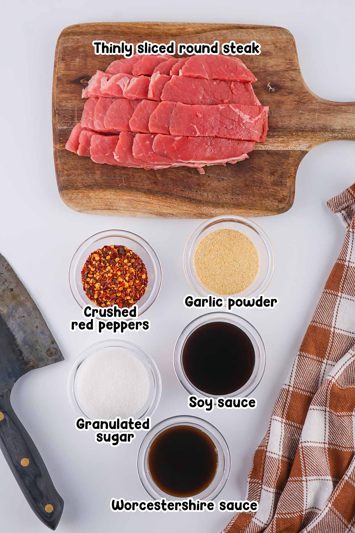 Smoked beef jerky ingredients.