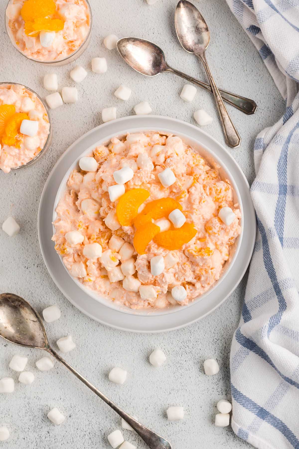 cottage cheese jello salad in a bowl.